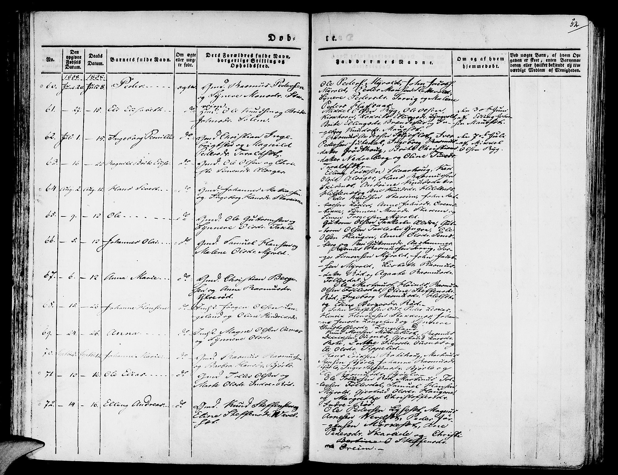 Eid sokneprestembete, AV/SAB-A-82301/H/Haa/Haaa/L0006: Parish register (official) no. A 6, 1831-1843, p. 52