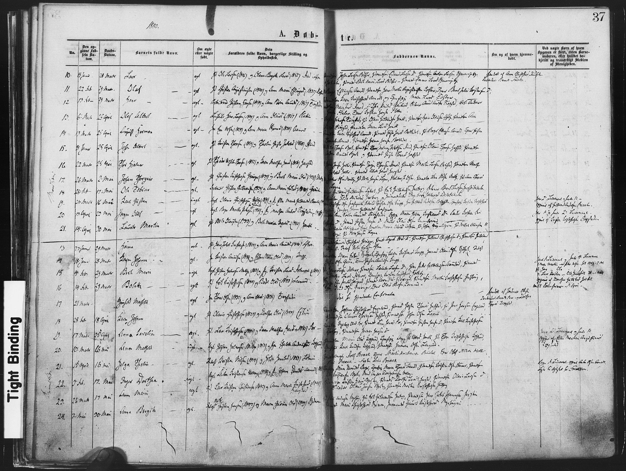 Nannestad prestekontor Kirkebøker, AV/SAO-A-10414a/F/Fa/L0013: Parish register (official) no. I 13, 1873-1880, p. 37