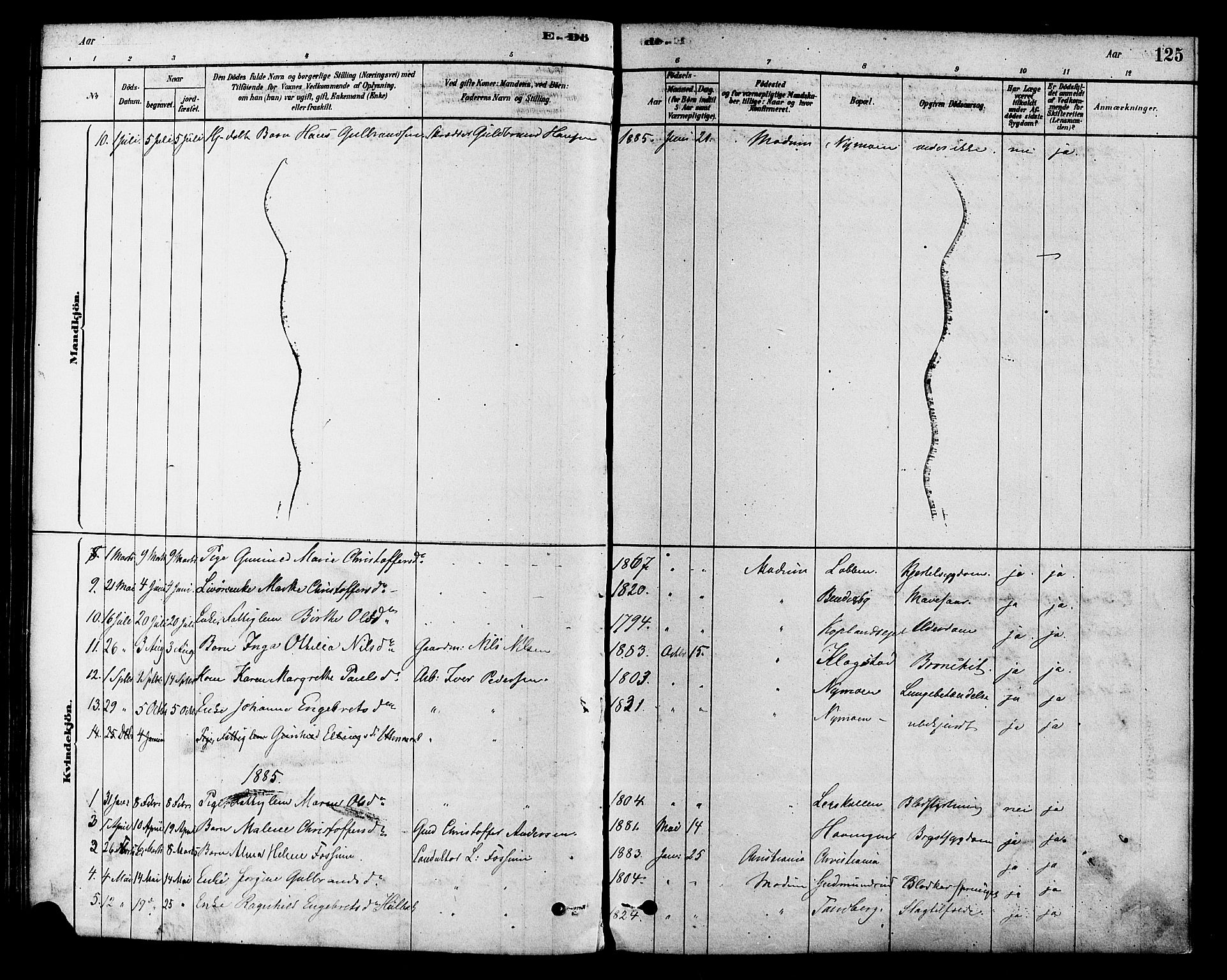 Modum kirkebøker, AV/SAKO-A-234/F/Fa/L0015: Parish register (official) no. 15 /1, 1877-1889, p. 125