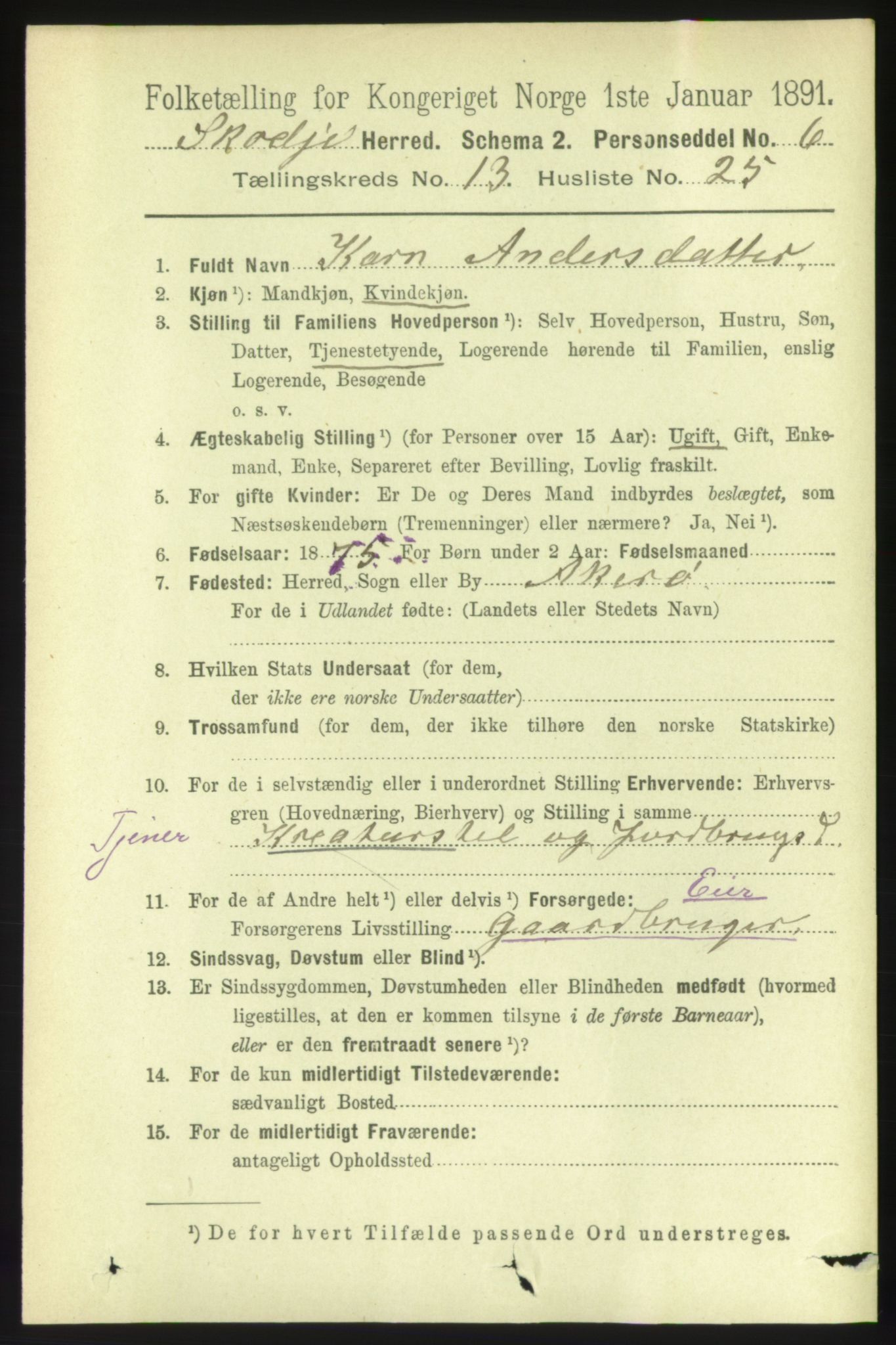 RA, 1891 census for 1529 Skodje, 1891, p. 2978