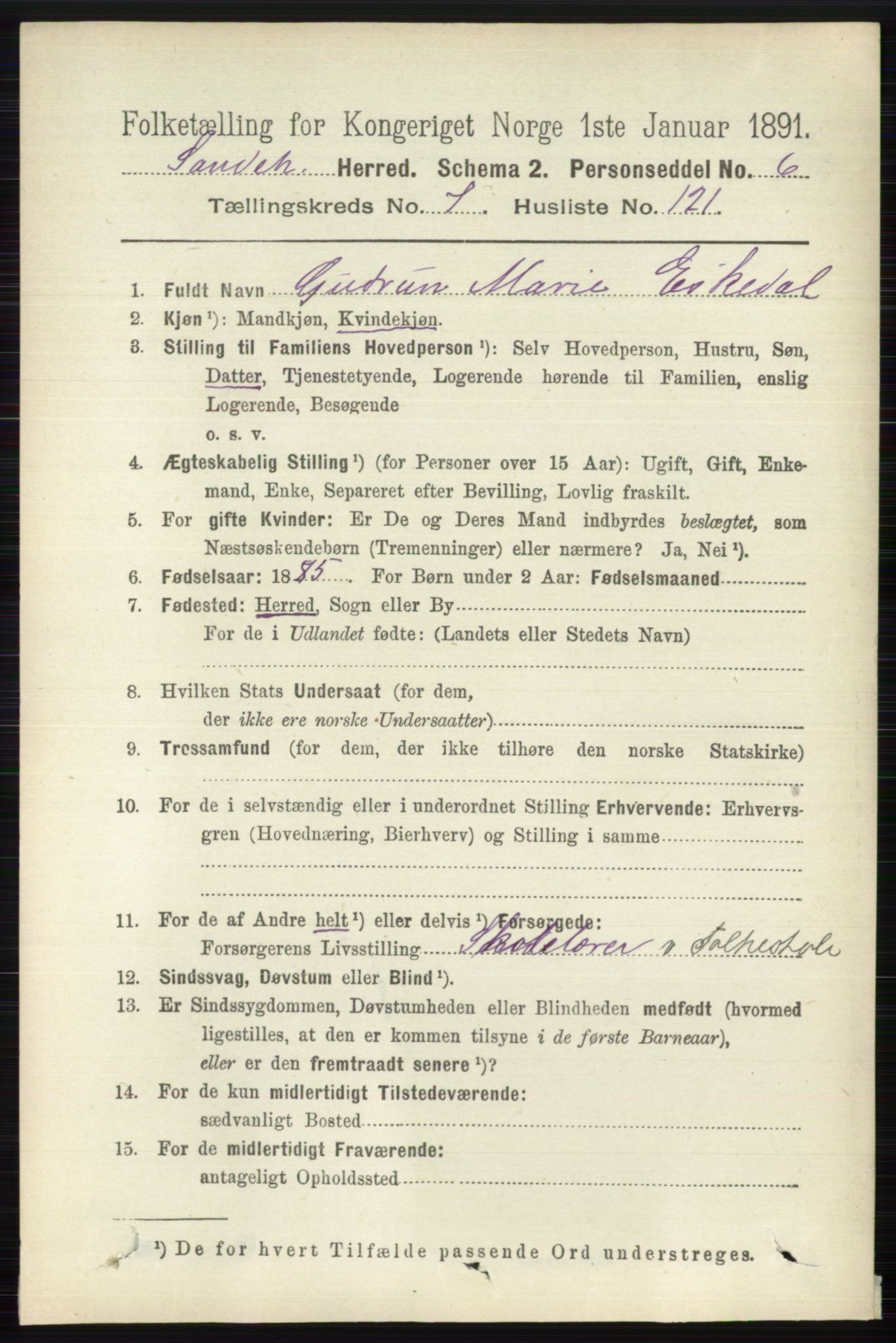 RA, 1891 census for 0724 Sandeherred, 1891, p. 4710