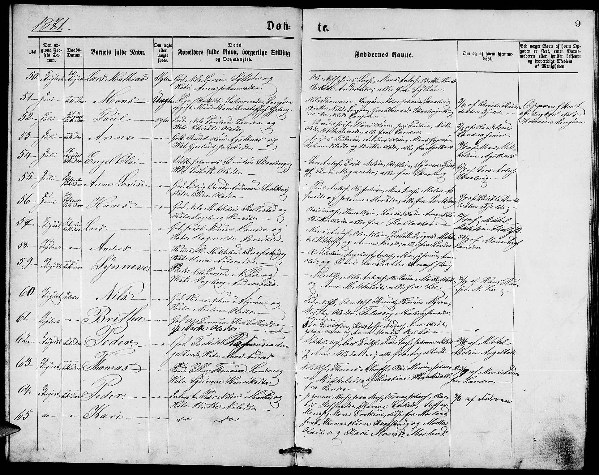 Fjell sokneprestembete, SAB/A-75301/H/Hab: Parish register (copy) no. A 2, 1871-1879, p. 9