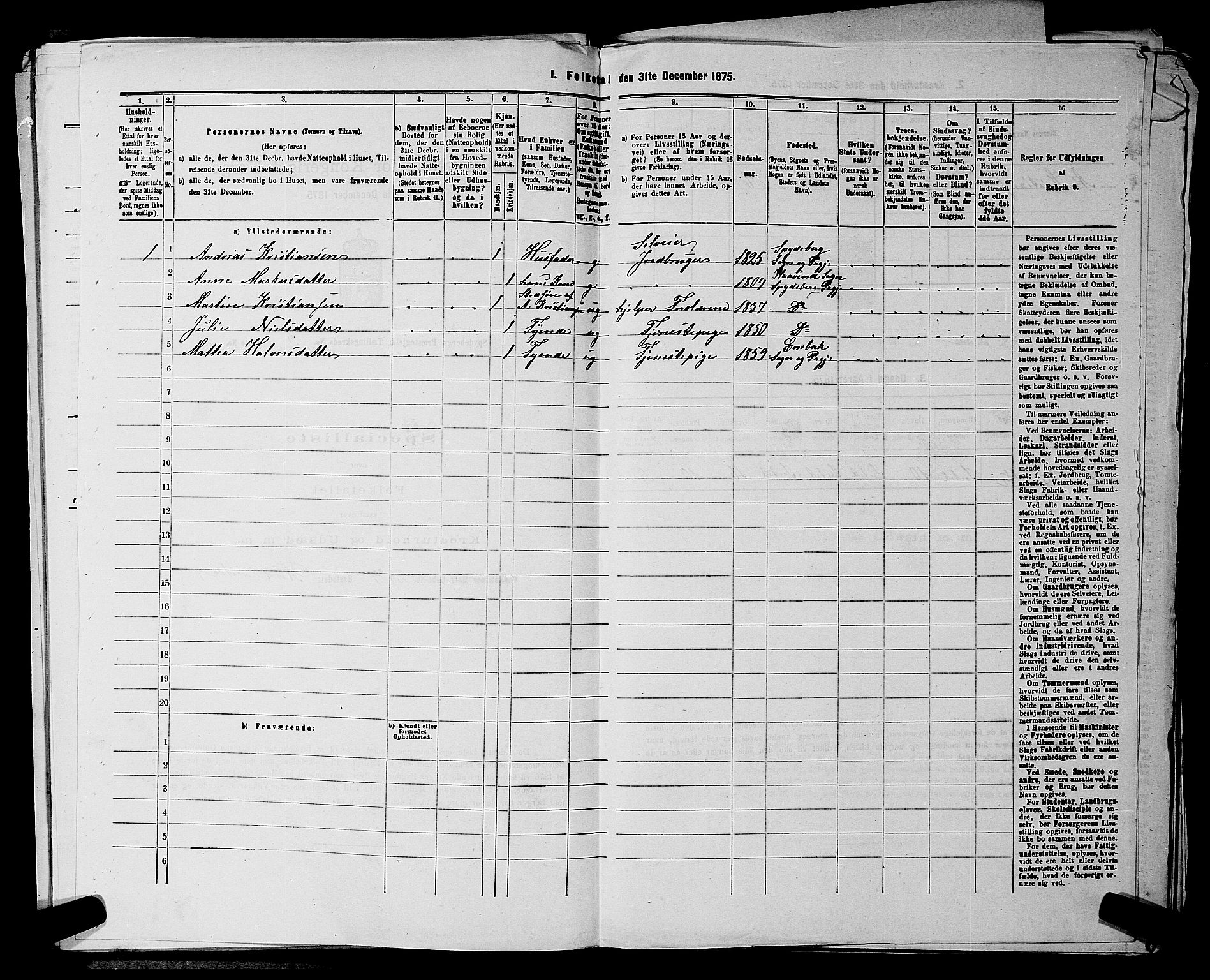 RA, 1875 census for 0123P Spydeberg, 1875, p. 688