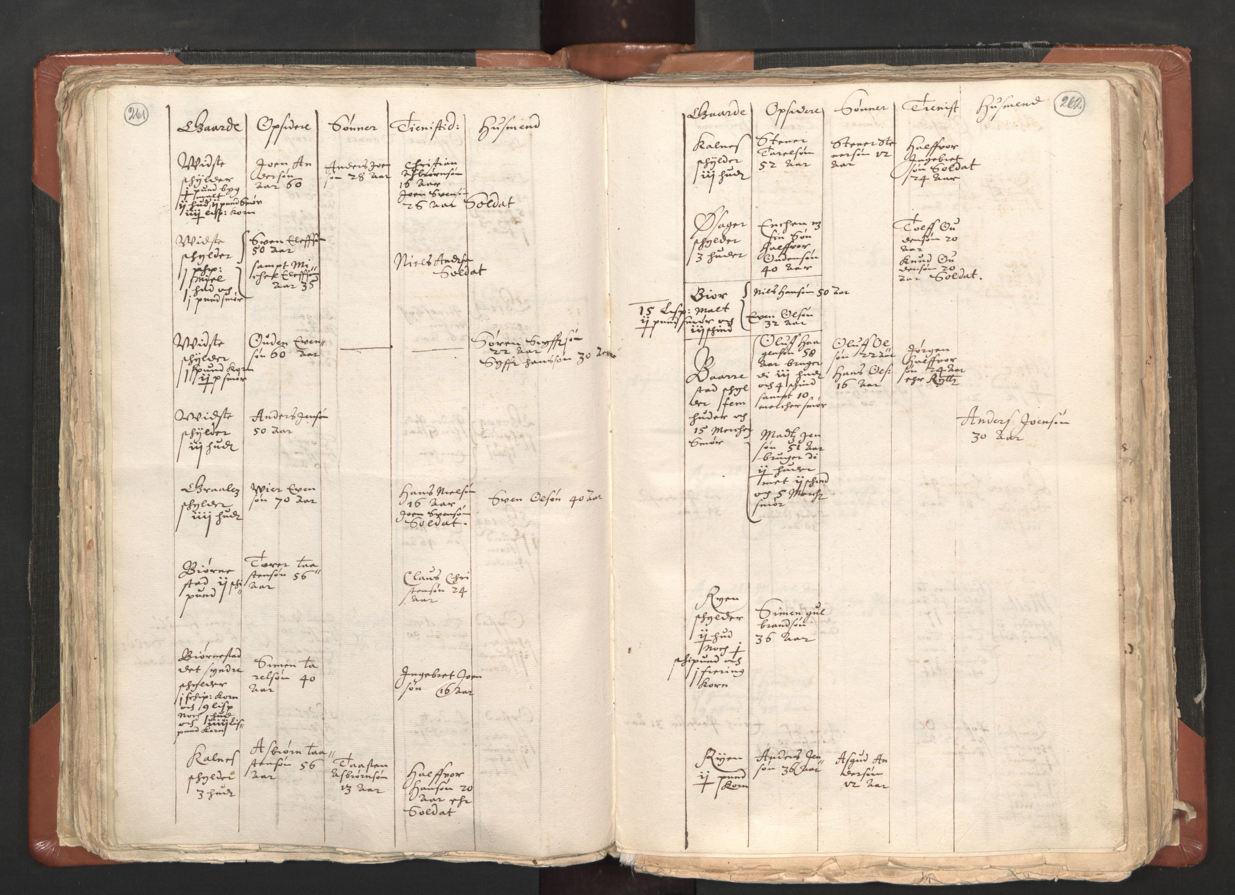 RA, Vicar's Census 1664-1666, no. 1: Nedre Borgesyssel deanery, 1664-1666, p. 261-262