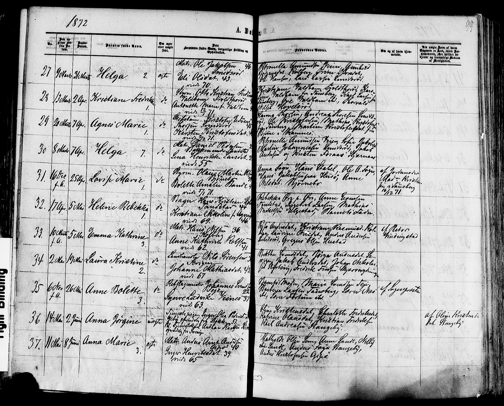 Nøtterøy kirkebøker, SAKO/A-354/F/Fa/L0007: Parish register (official) no. I 7, 1865-1877, p. 99