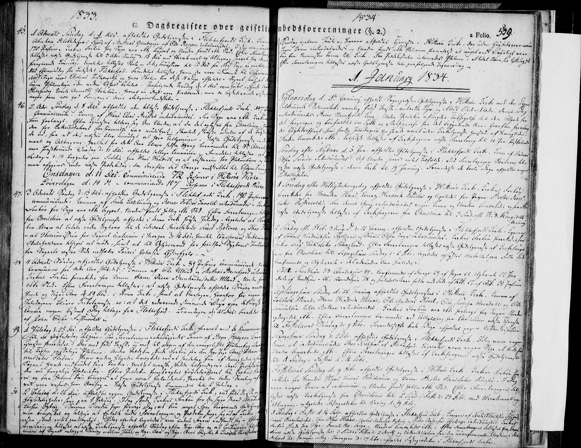 Flekkefjord sokneprestkontor, SAK/1111-0012/F/Fa/Fac/L0003: Parish register (official) no. A 3, 1826-1841, p. 539