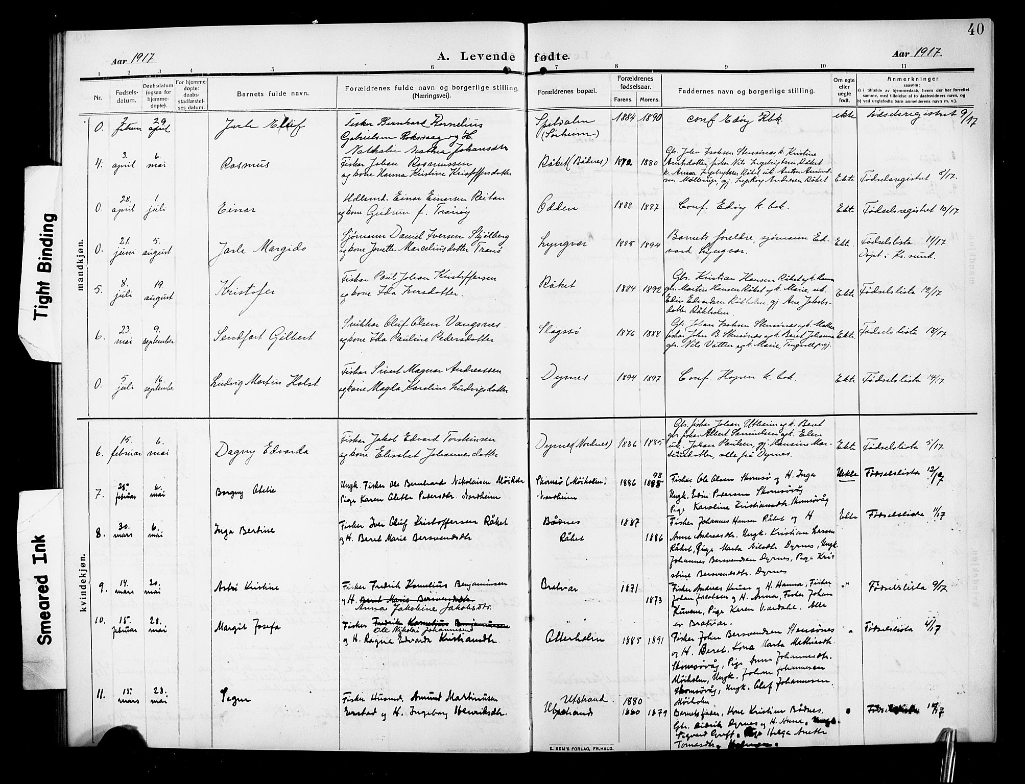 Ministerialprotokoller, klokkerbøker og fødselsregistre - Møre og Romsdal, AV/SAT-A-1454/582/L0949: Parish register (copy) no. 582C01, 1909-1925, p. 40