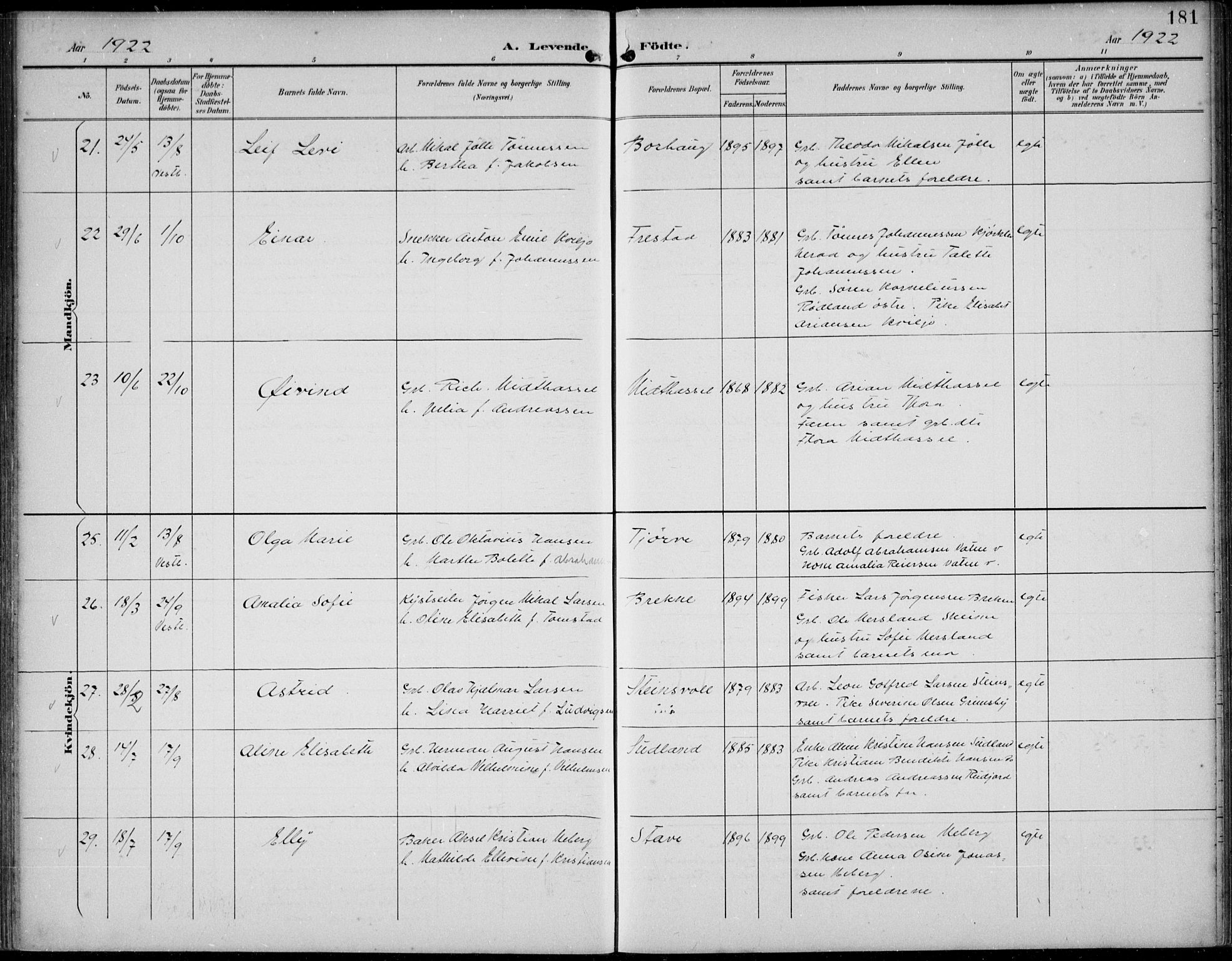 Lista sokneprestkontor, AV/SAK-1111-0027/F/Fb/L0005: Parish register (copy) no. B 5, 1892-1923, p. 181