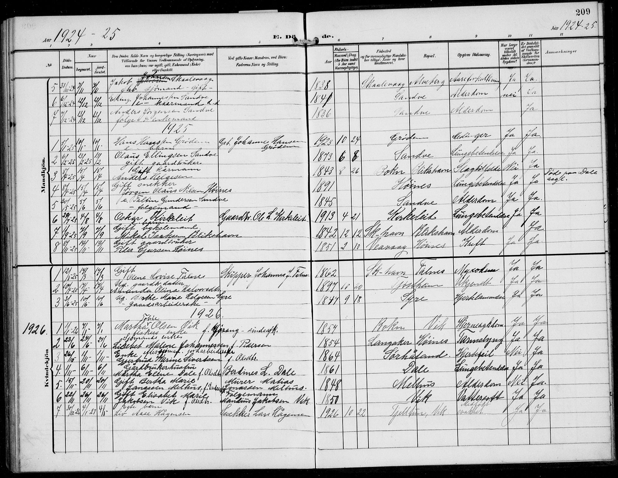 Skudenes sokneprestkontor, AV/SAST-A -101849/H/Ha/Hab/L0009: Parish register (copy) no. B 9, 1908-1936, p. 209