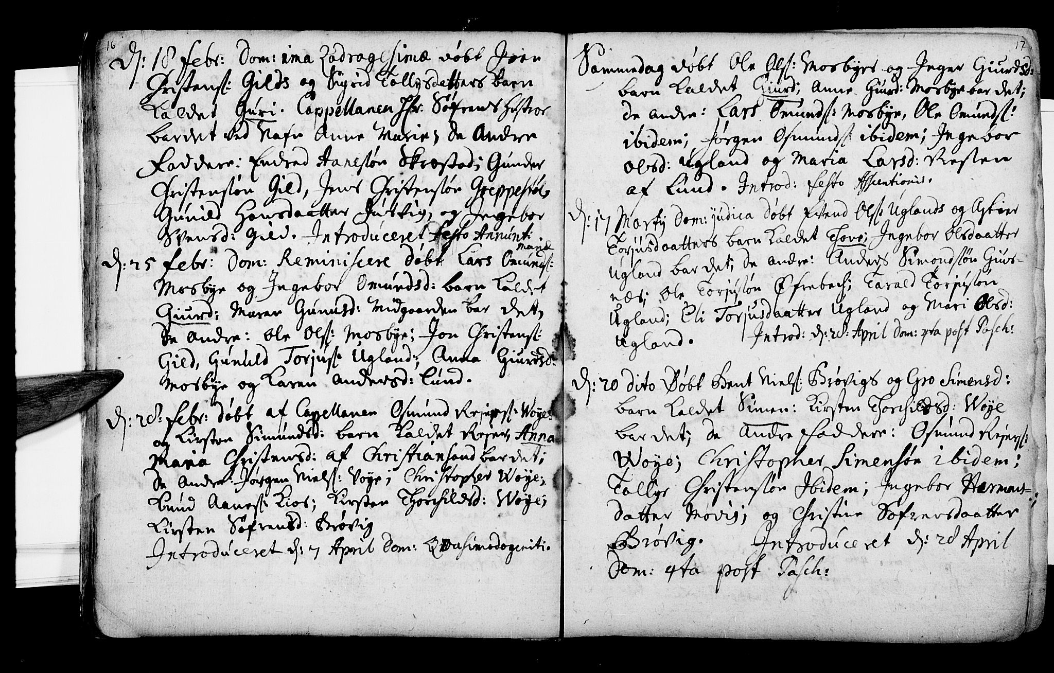 Oddernes sokneprestkontor, AV/SAK-1111-0033/F/Fa/Faa/L0002: Parish register (official) no. A 2, 1719-1764, p. 16-17