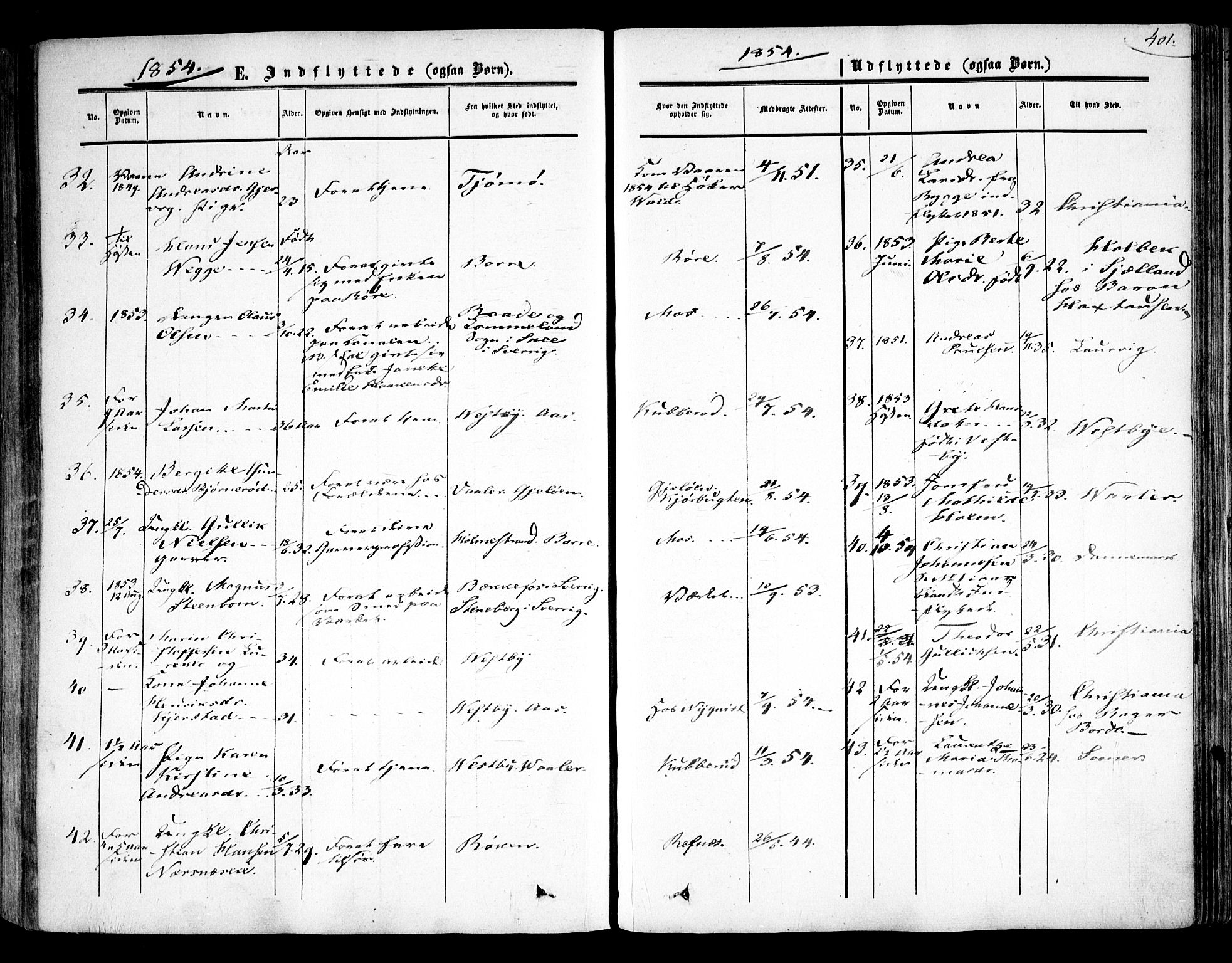 Moss prestekontor Kirkebøker, AV/SAO-A-2003/F/Fa/L0008: Parish register (official) no. I 8, 1852-1869, p. 401