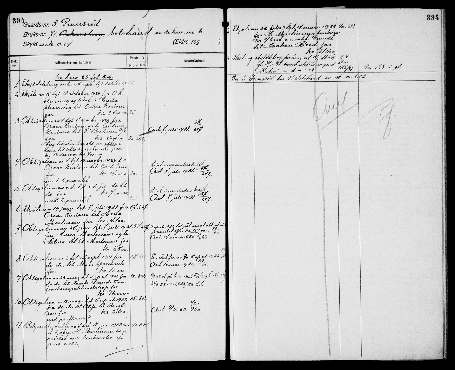 Moss sorenskriveri, AV/SAO-A-10168: Mortgage register no. XI 2, 1836-1960, p. 394