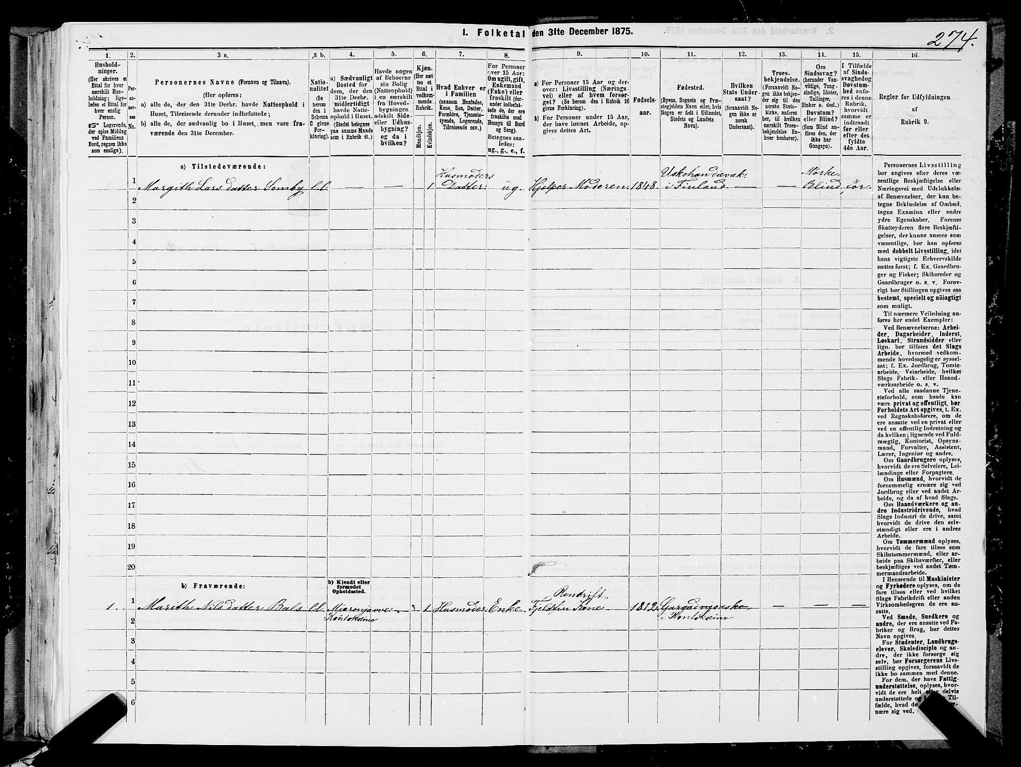SATØ, 1875 census for 2011P Kautokeino, 1875, p. 1274