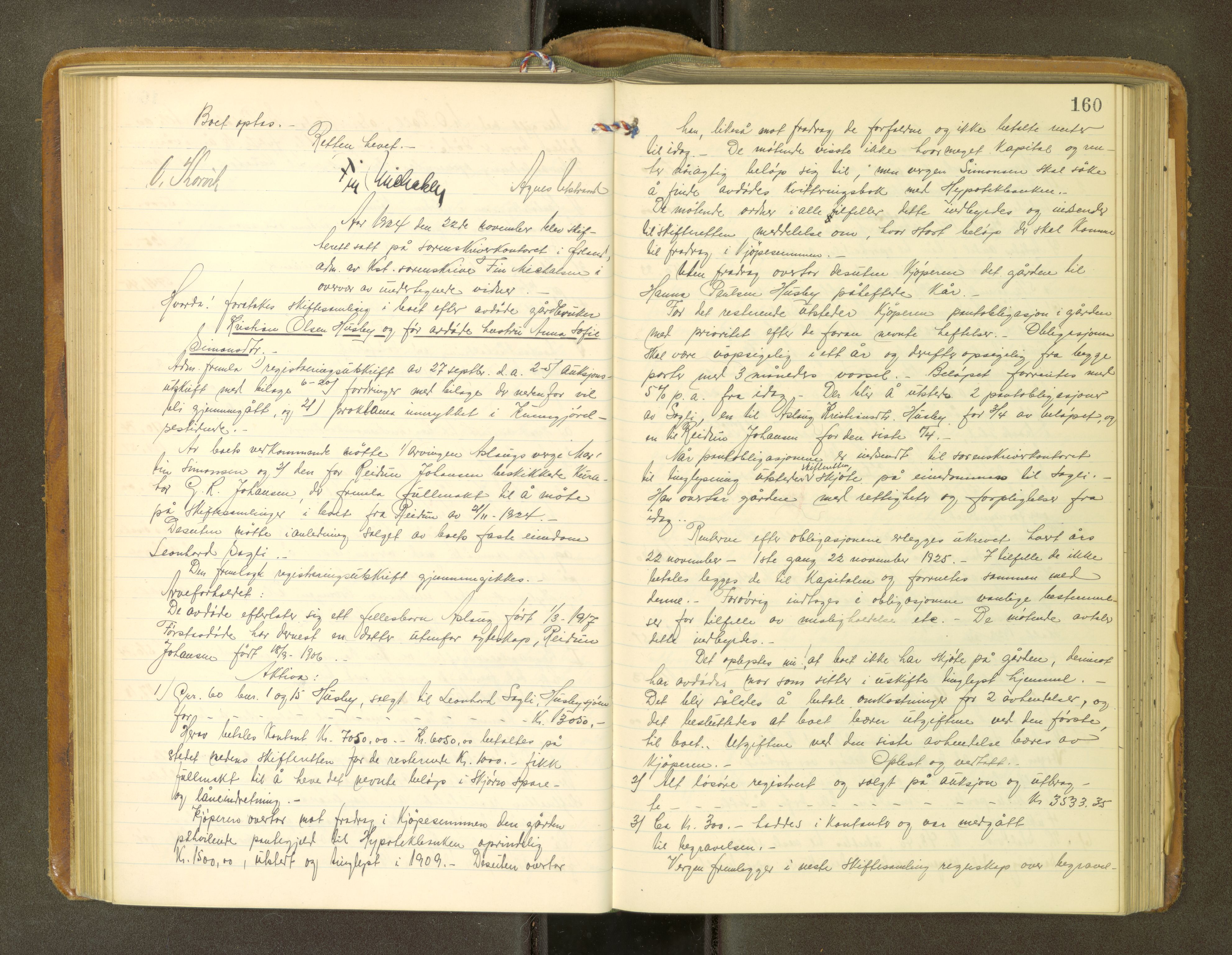 Fosen sorenskriveri, AV/SAT-A-1107/1/3/3B/L0013: Skiftebehandlingsprotokoll, 1923-1927, p. 160