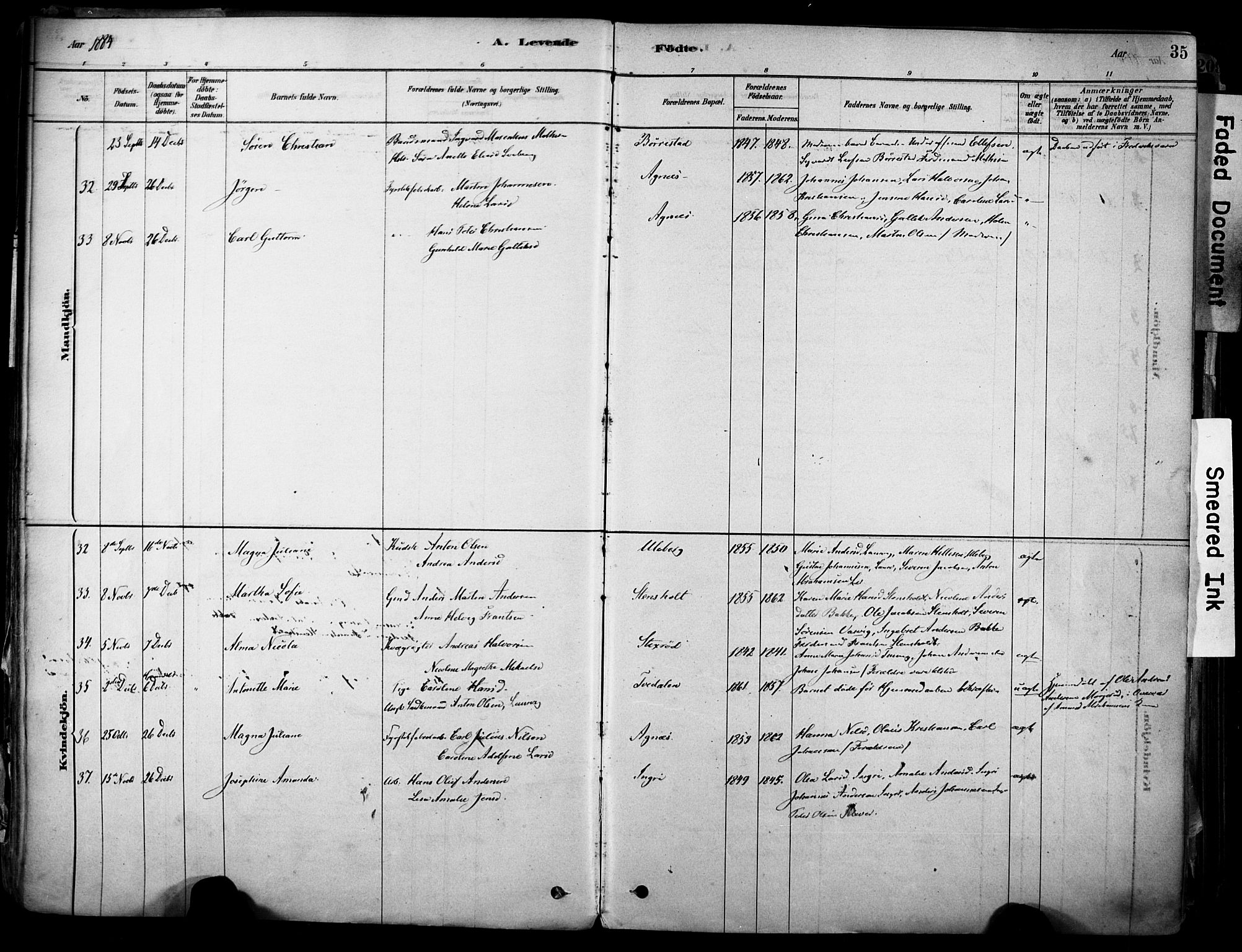 Brunlanes kirkebøker, AV/SAKO-A-342/F/Fc/L0001: Parish register (official) no. III 1, 1878-1899, p. 35