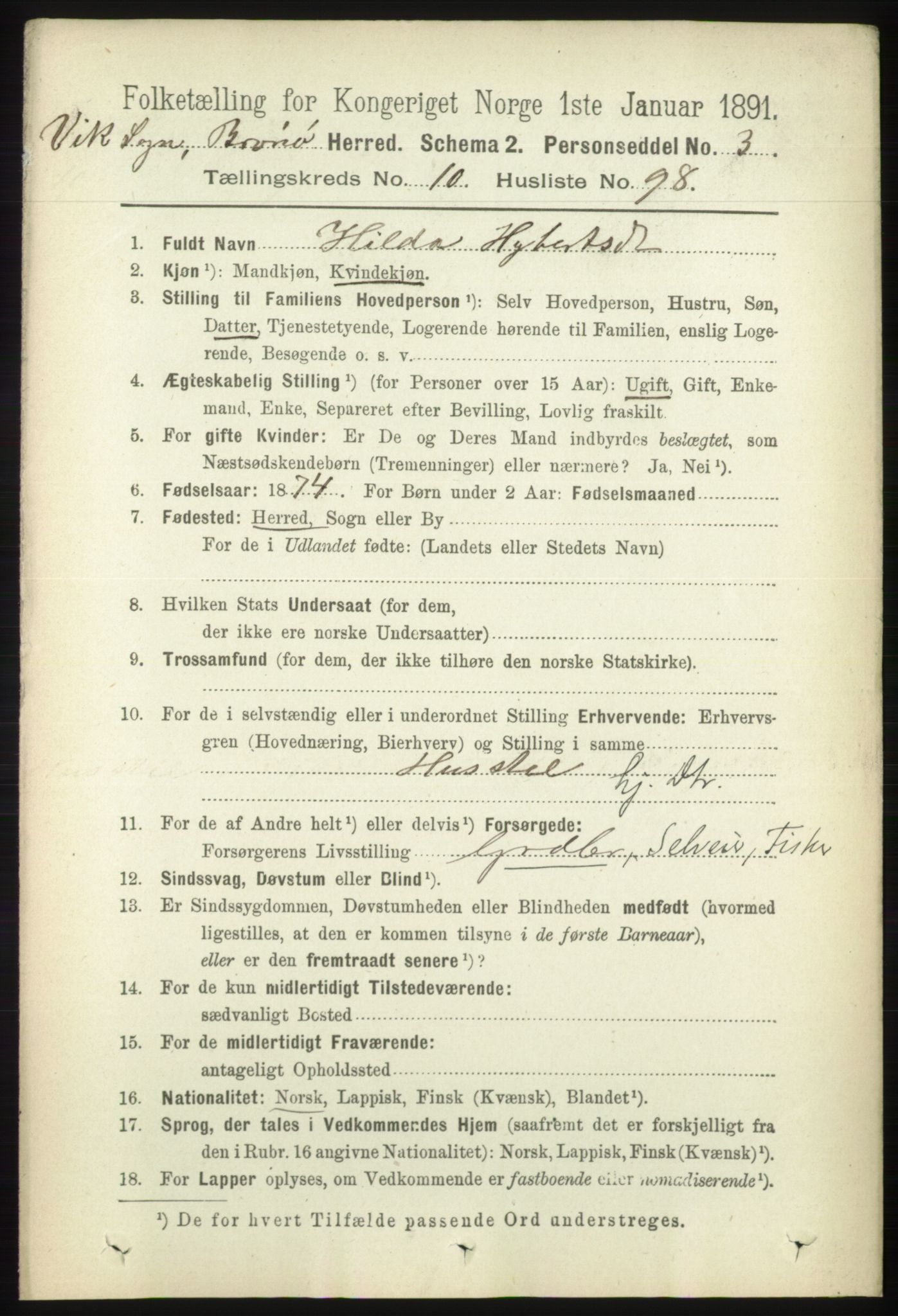 RA, 1891 census for 1814 Brønnøy, 1891, p. 6371