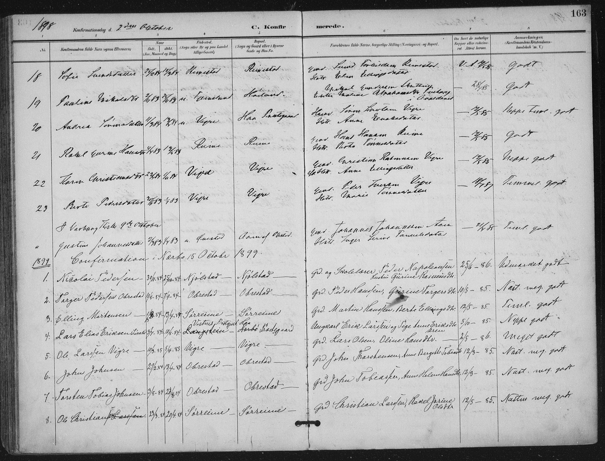 Hå sokneprestkontor, SAST/A-101801/002/B/L0001: Parish register (official) no. A 11, 1897-1924, p. 163