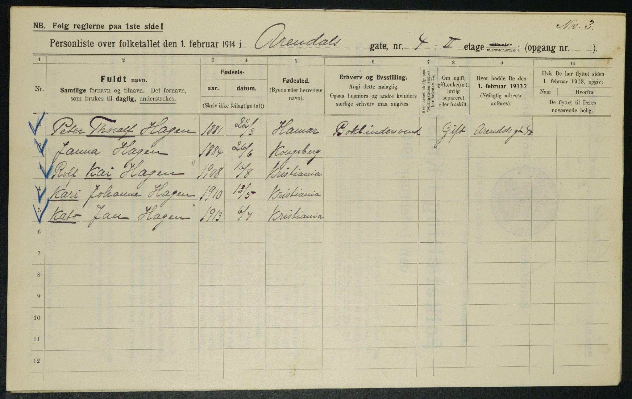OBA, Municipal Census 1914 for Kristiania, 1914, p. 2091