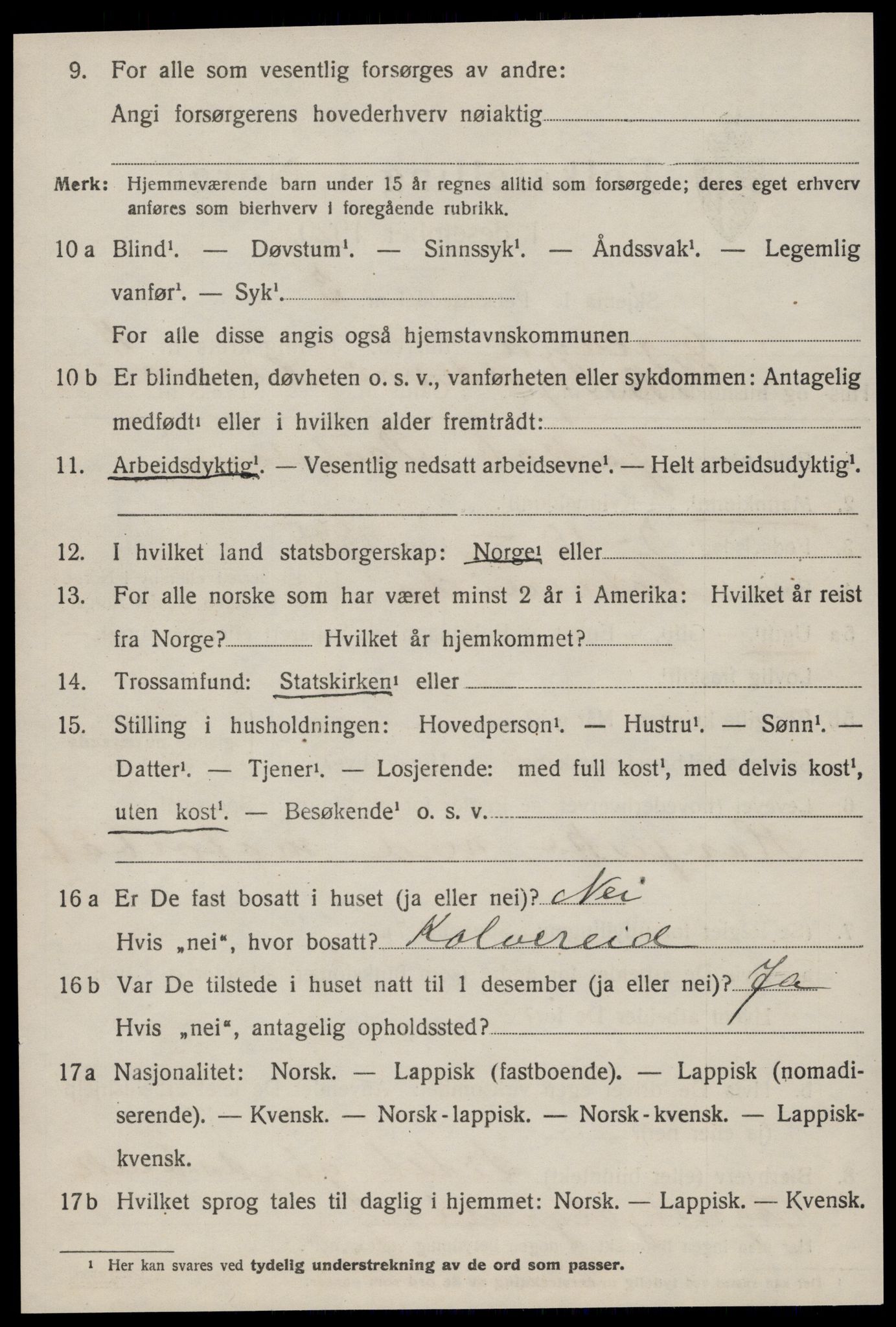 SAT, 1920 census for Ørland, 1920, p. 2222