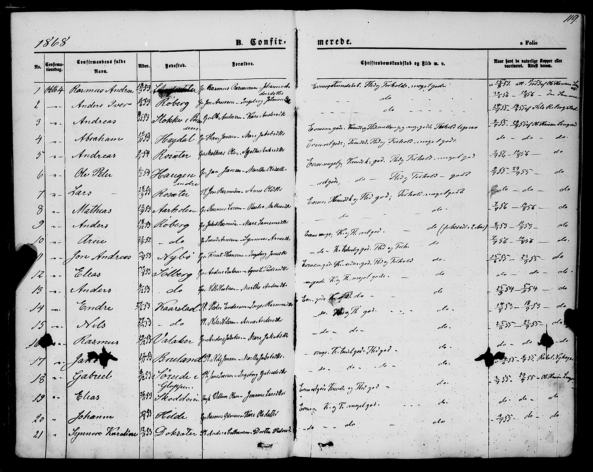 Innvik sokneprestembete, AV/SAB-A-80501: Parish register (official) no. A 6, 1865-1878, p. 119