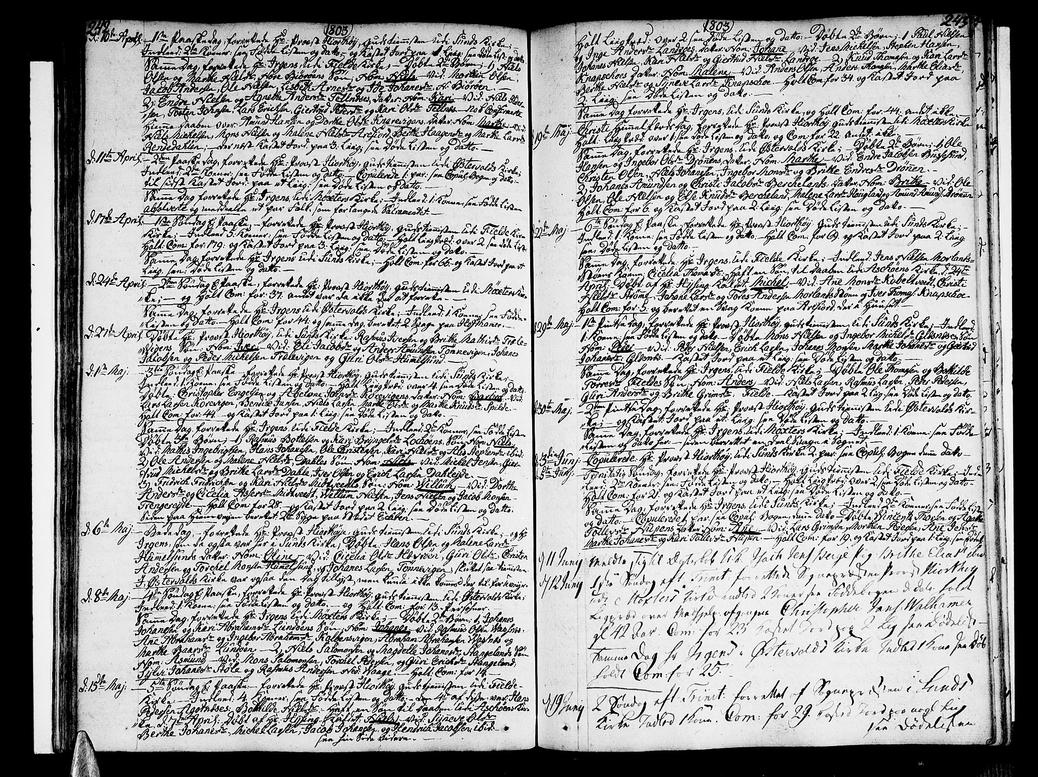 Sund sokneprestembete, SAB/A-99930: Parish register (official) no. A 7, 1796-1815, p. 242-243