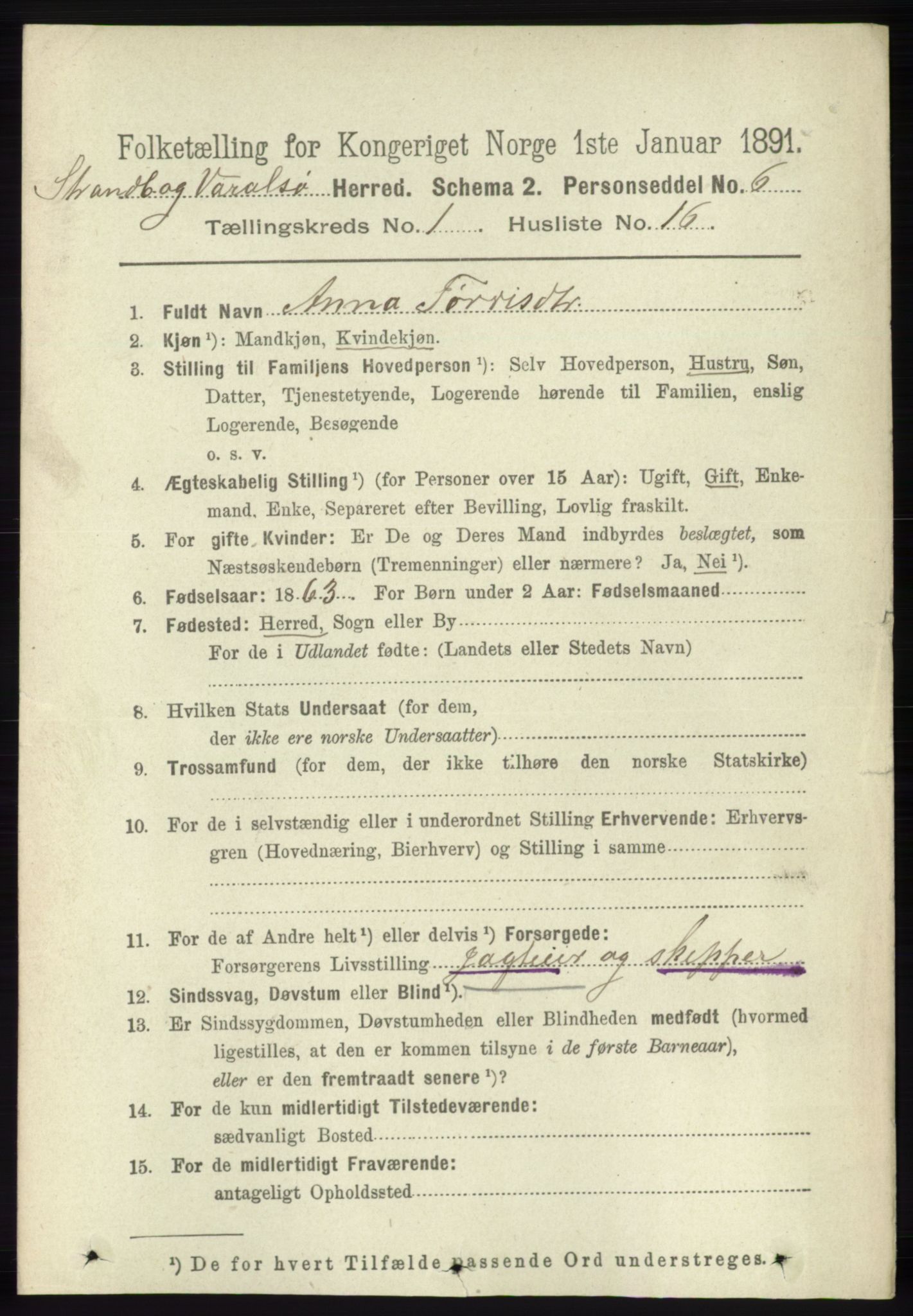 RA, 1891 census for 1226 Strandebarm og Varaldsøy, 1891, p. 178