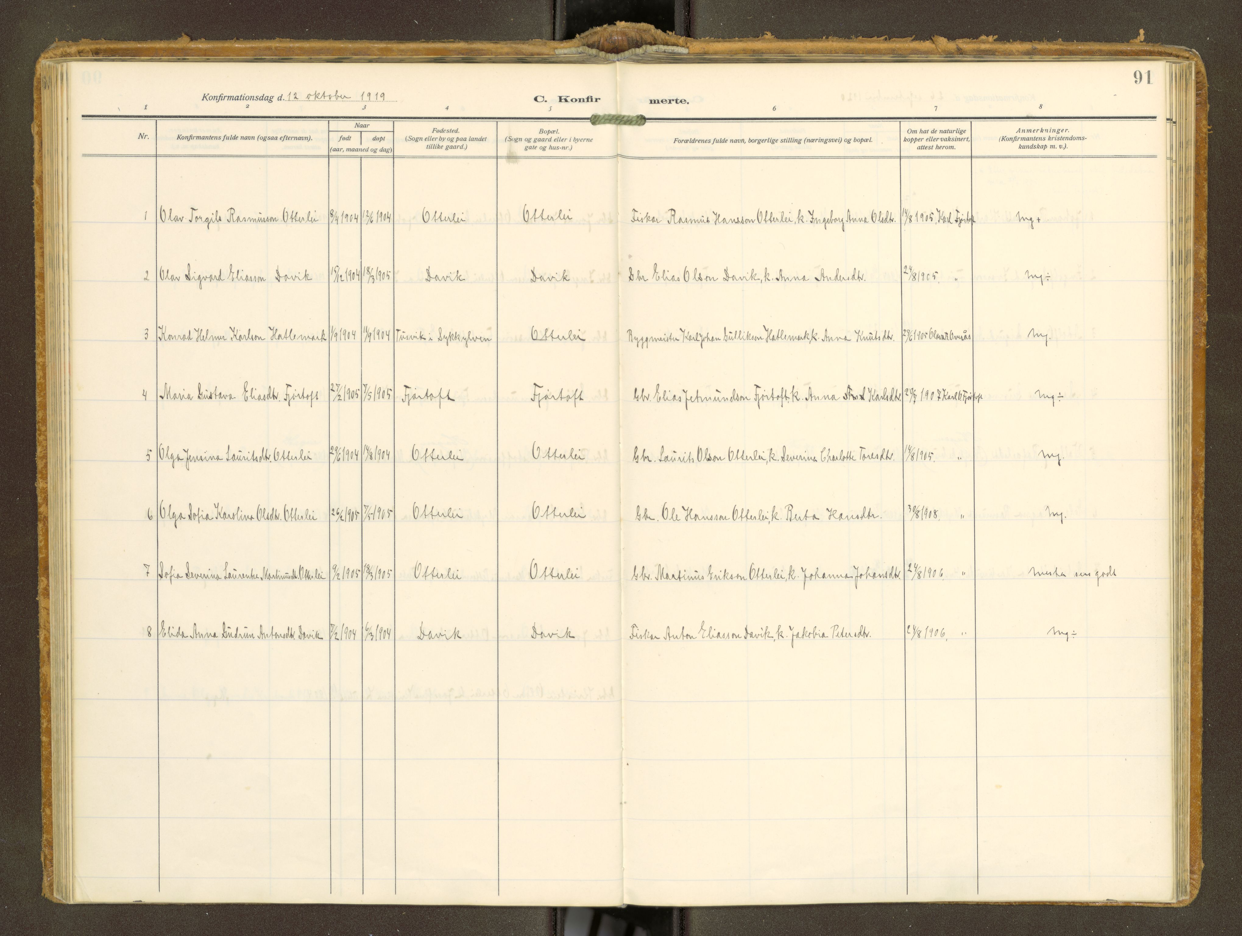 Ministerialprotokoller, klokkerbøker og fødselsregistre - Møre og Romsdal, AV/SAT-A-1454/538/L0528: Parish register (official) no. 538A--, 1911-1935, p. 91