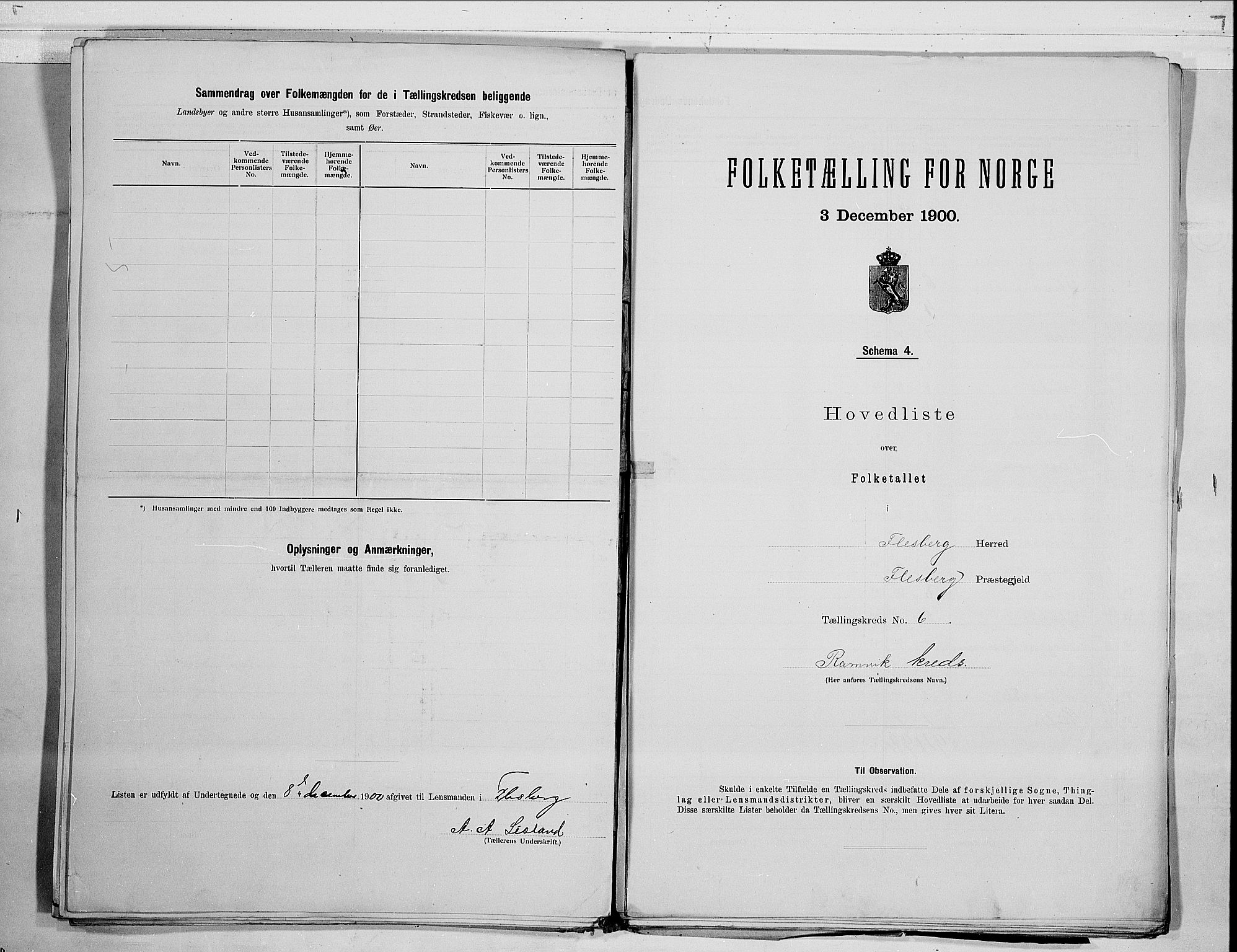 RA, 1900 census for Flesberg, 1900, p. 14