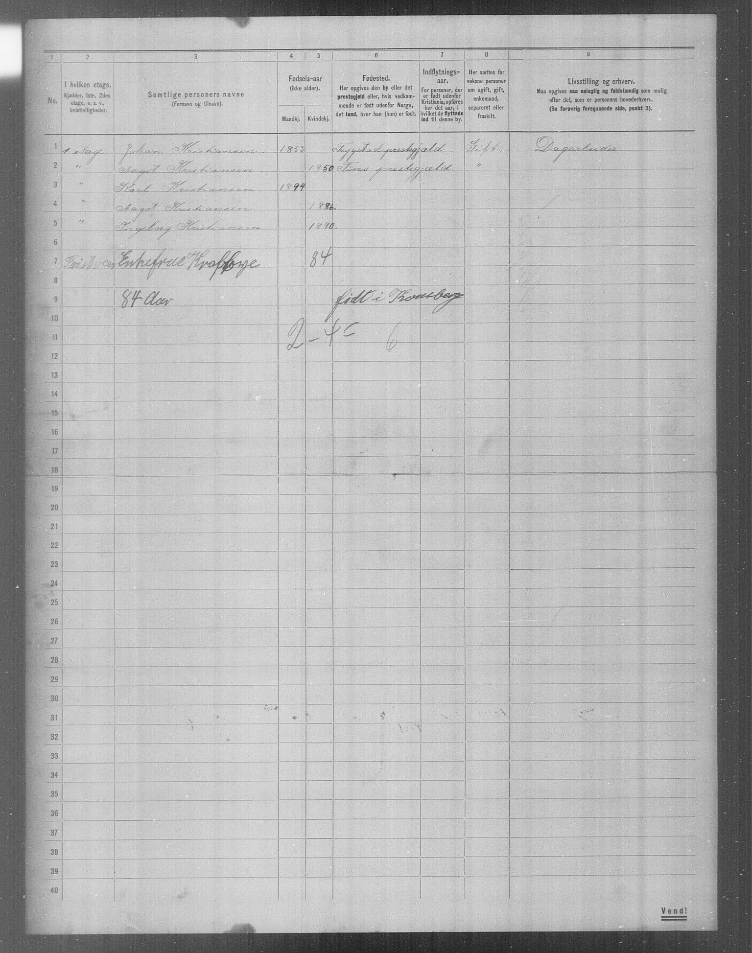 OBA, Municipal Census 1904 for Kristiania, 1904, p. 19916