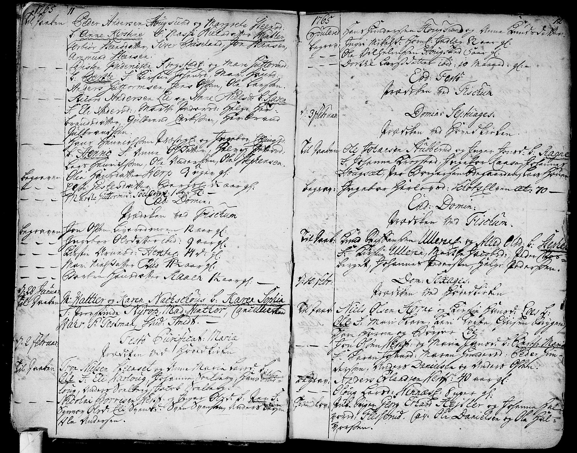 Eiker kirkebøker, SAKO/A-4/F/Fa/L0008: Parish register (official) no. I 8, 1764-1788, p. 11-12