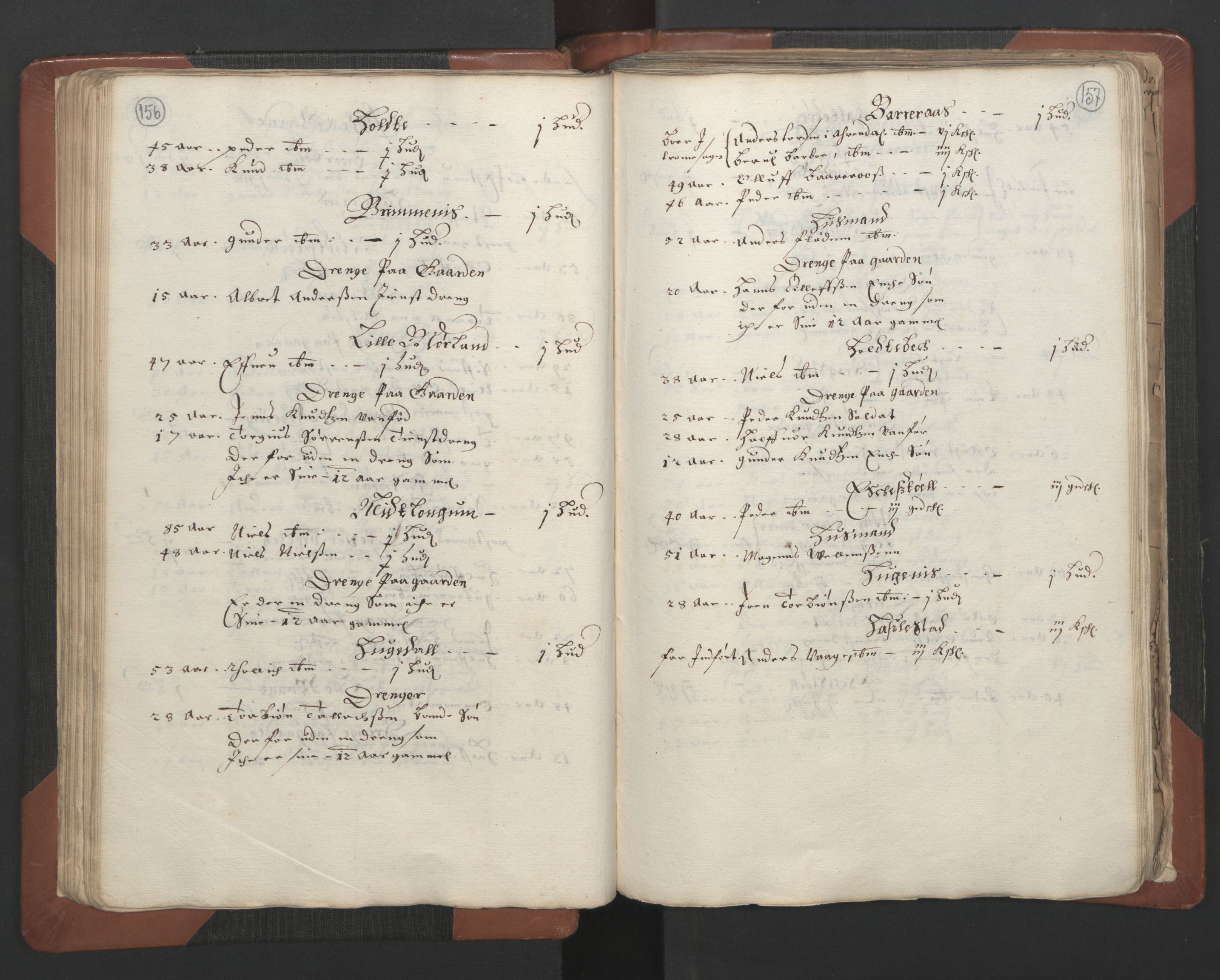 RA, Bailiff's Census 1664-1666, no. 7: Nedenes fogderi, 1664-1666, p. 156-157