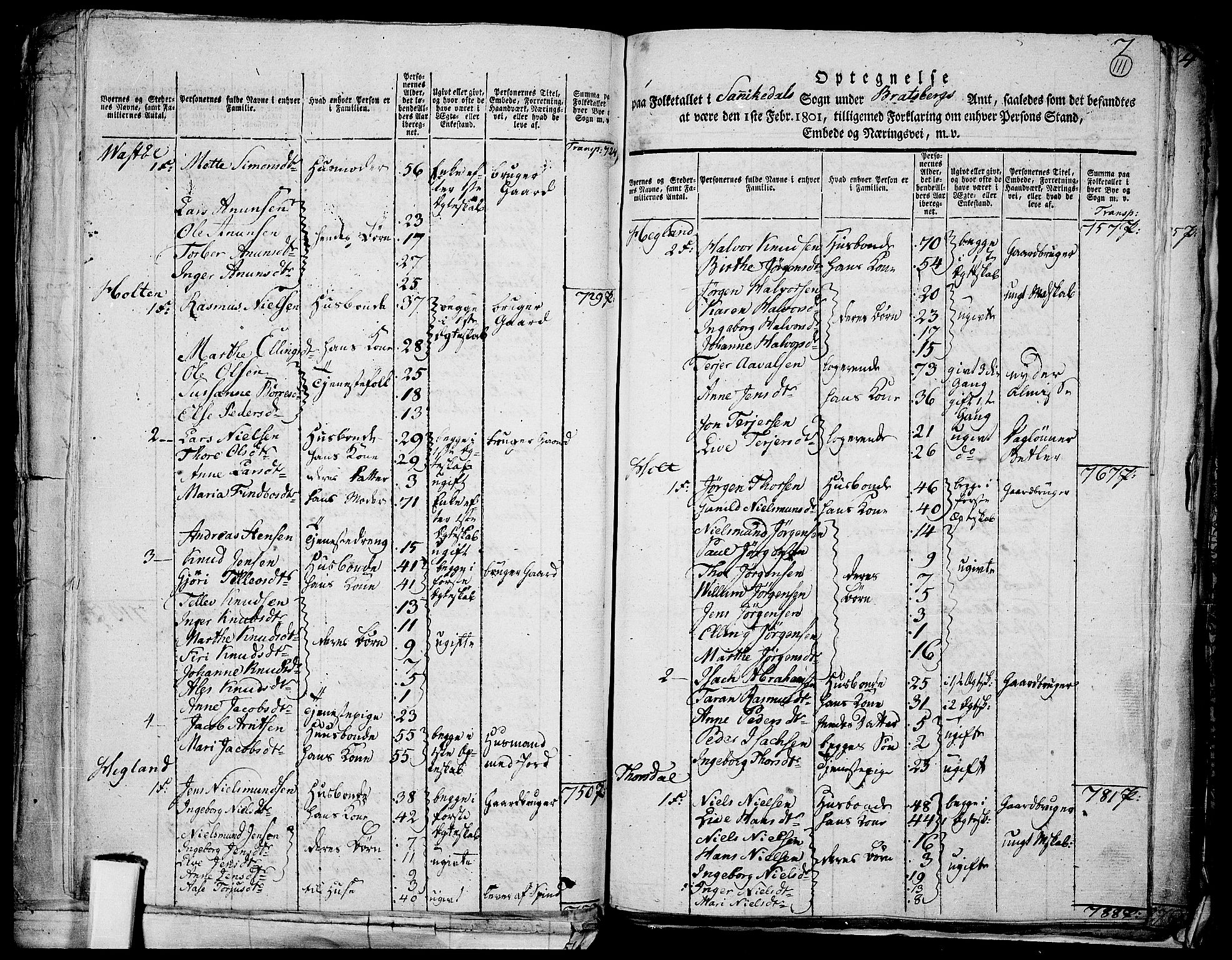 RA, 1801 census for 0801P Kragerø, 1801, p. 110b-111a