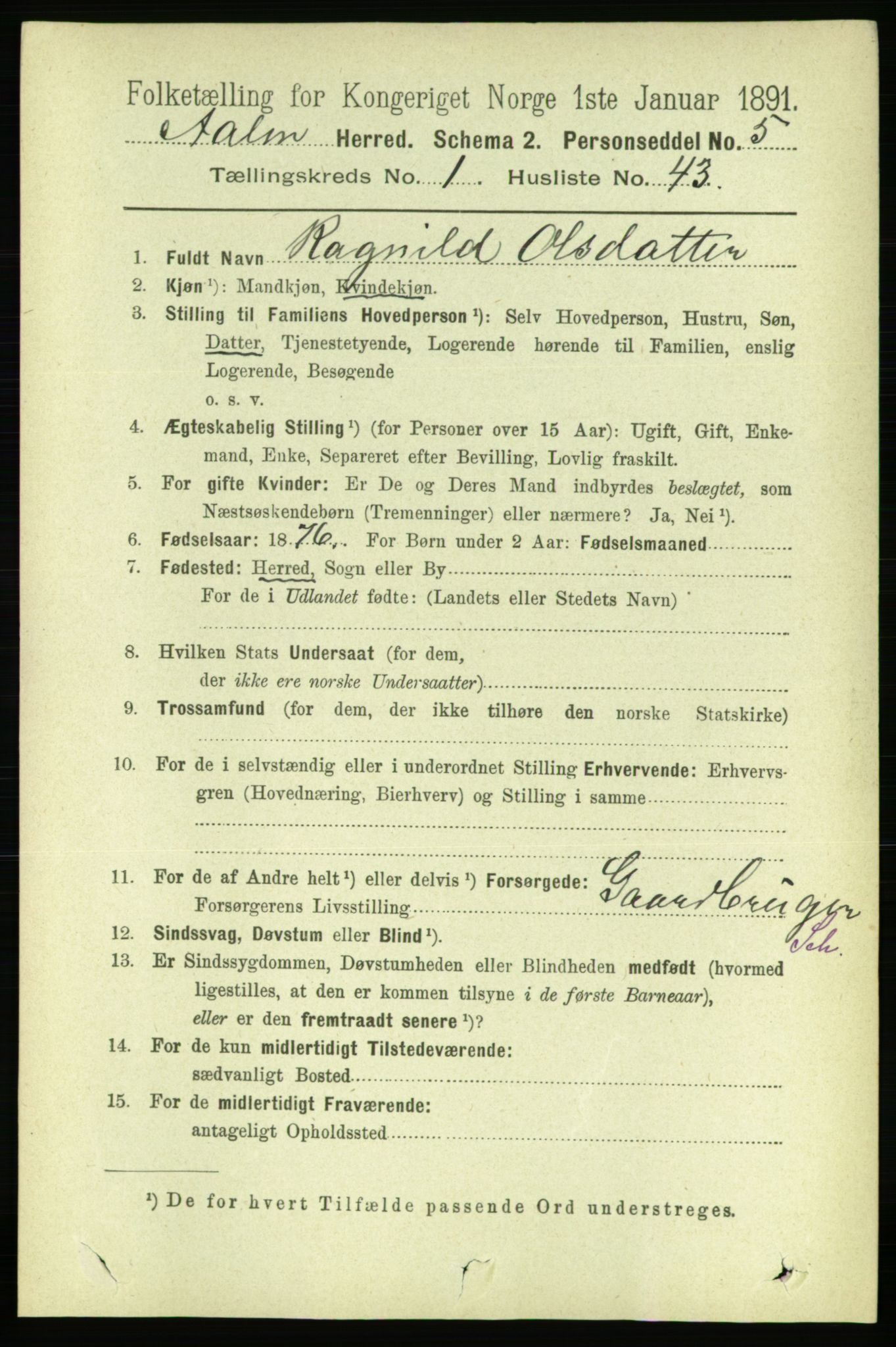 RA, 1891 census for 1644 Ålen, 1891, p. 322