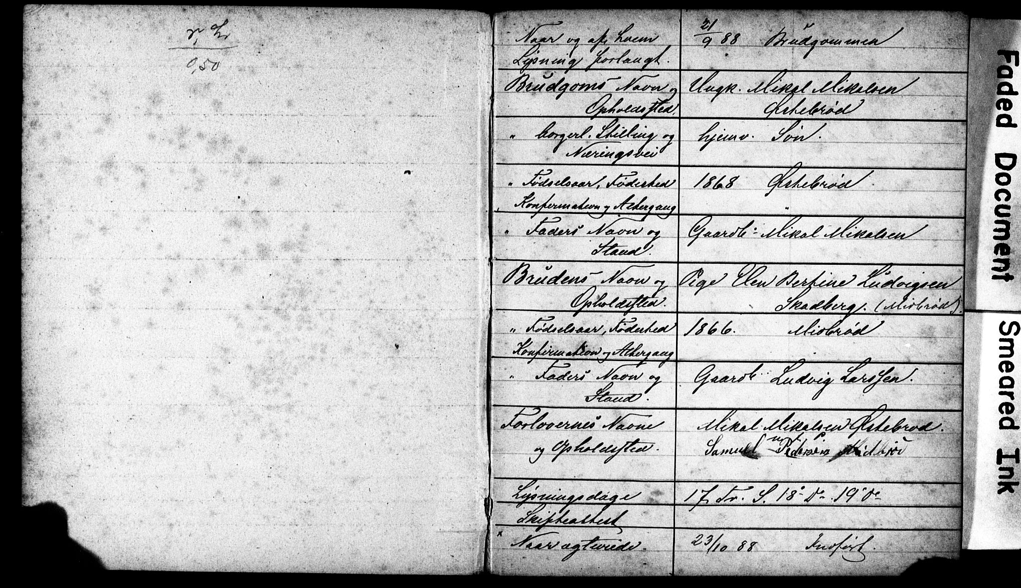 Eigersund sokneprestkontor, SAST/A-101807/S27/L0001: Banns register no. 1, 1888-1890