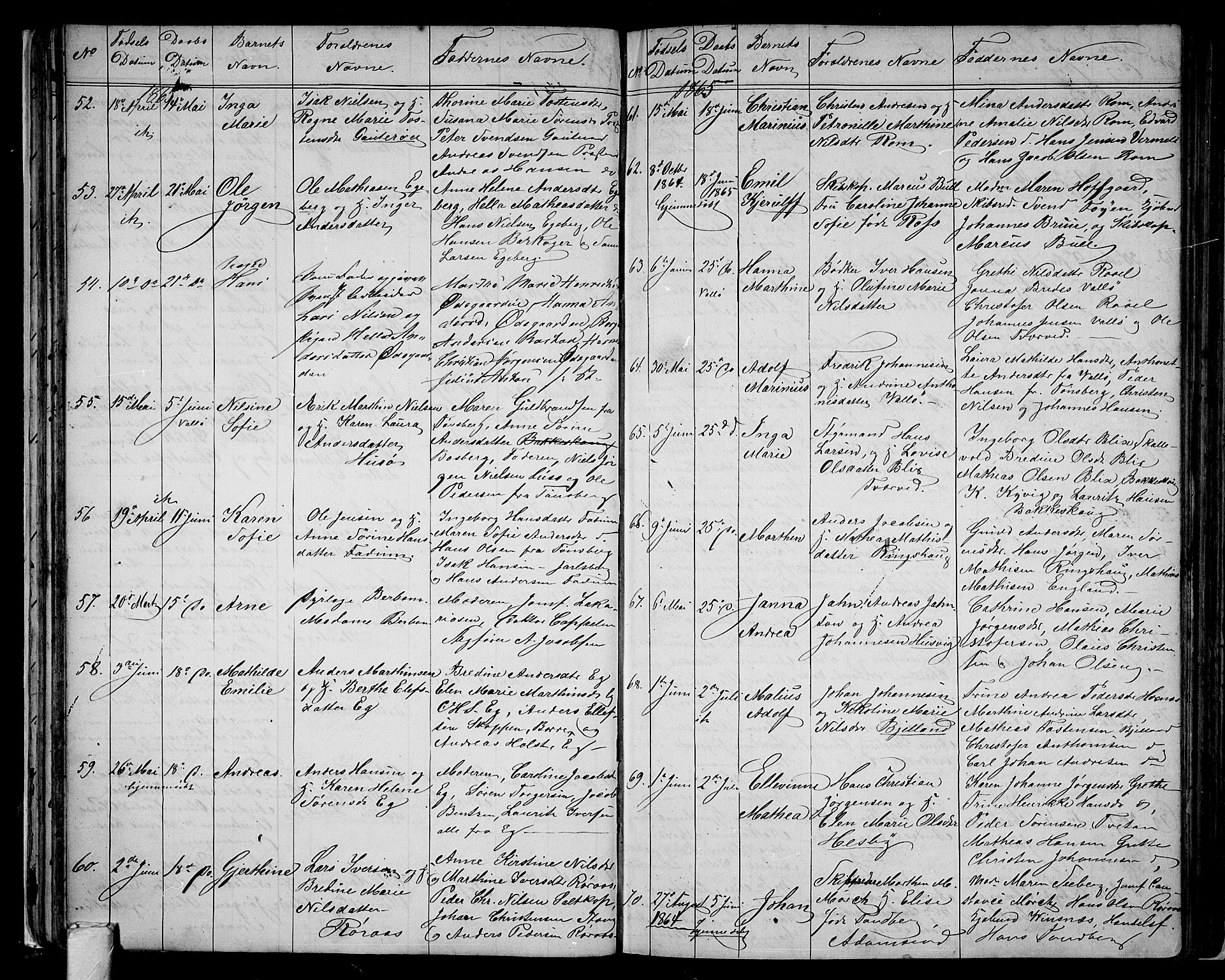 Sem kirkebøker, AV/SAKO-A-5/G/Ga/L0004: Parish register (copy) no. I 4, 1855-1877