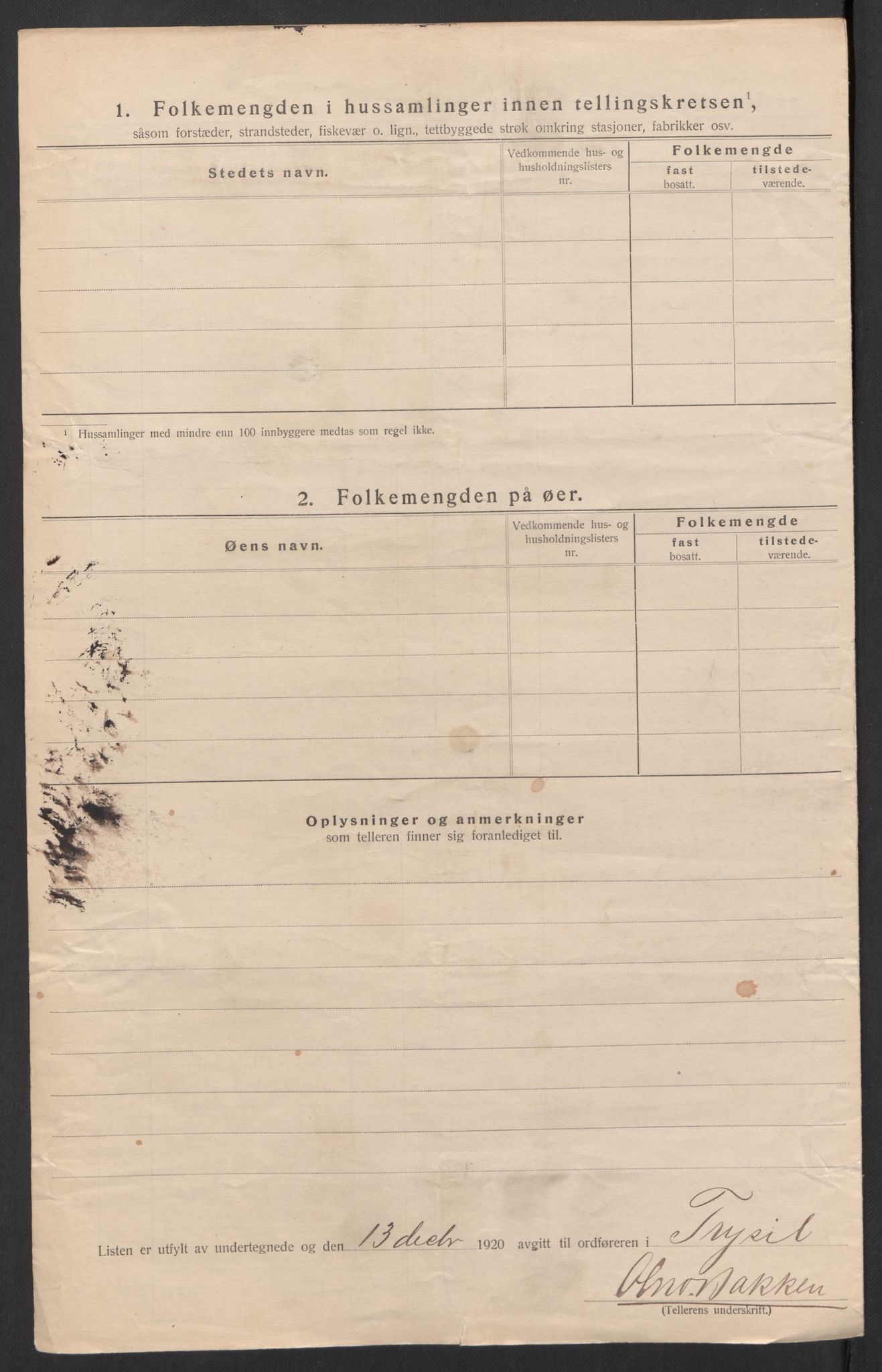 SAH, 1920 census for Trysil, 1920, p. 71