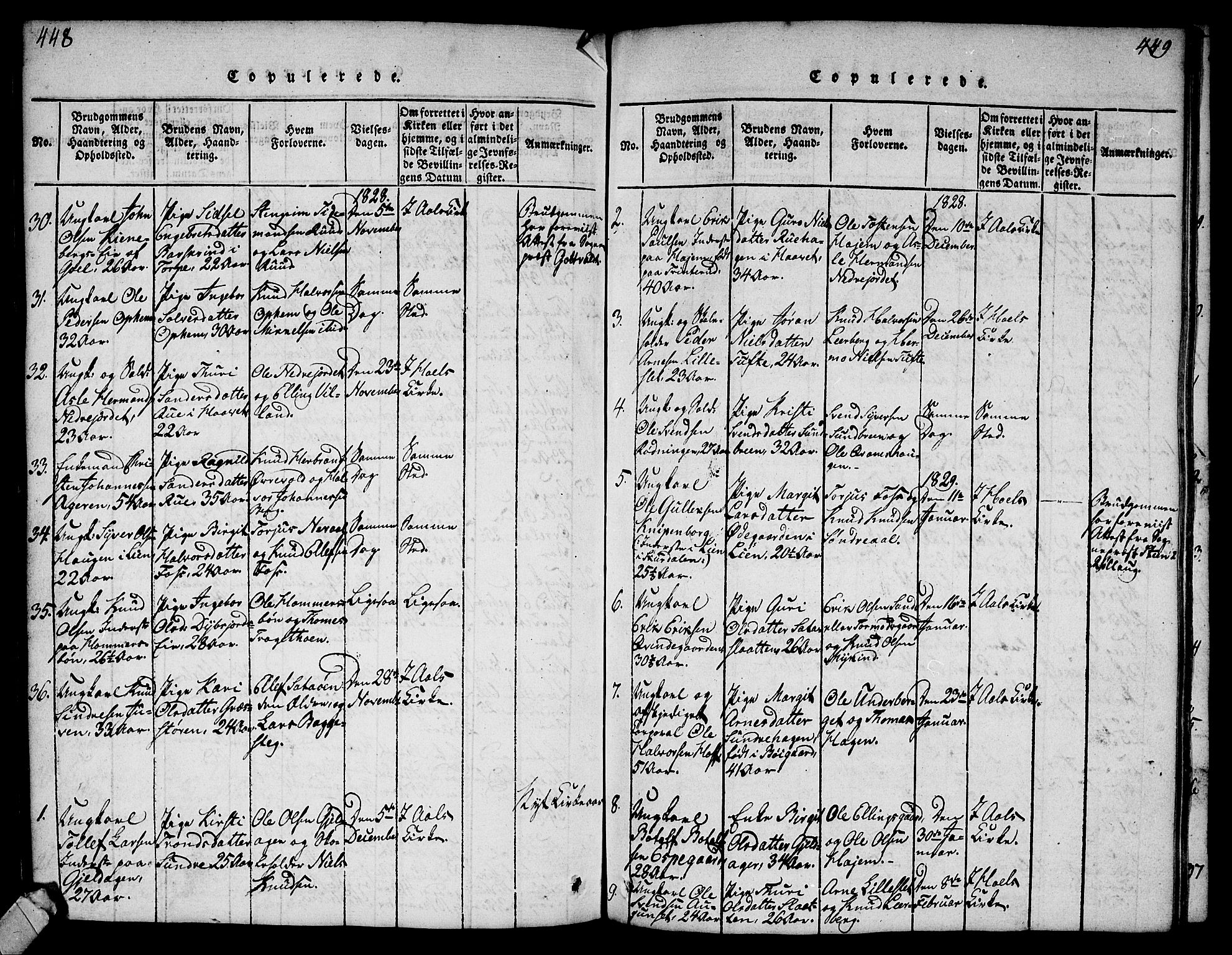 Ål kirkebøker, AV/SAKO-A-249/G/Ga/L0001: Parish register (copy) no. 1, 1815-1829, p. 448-449