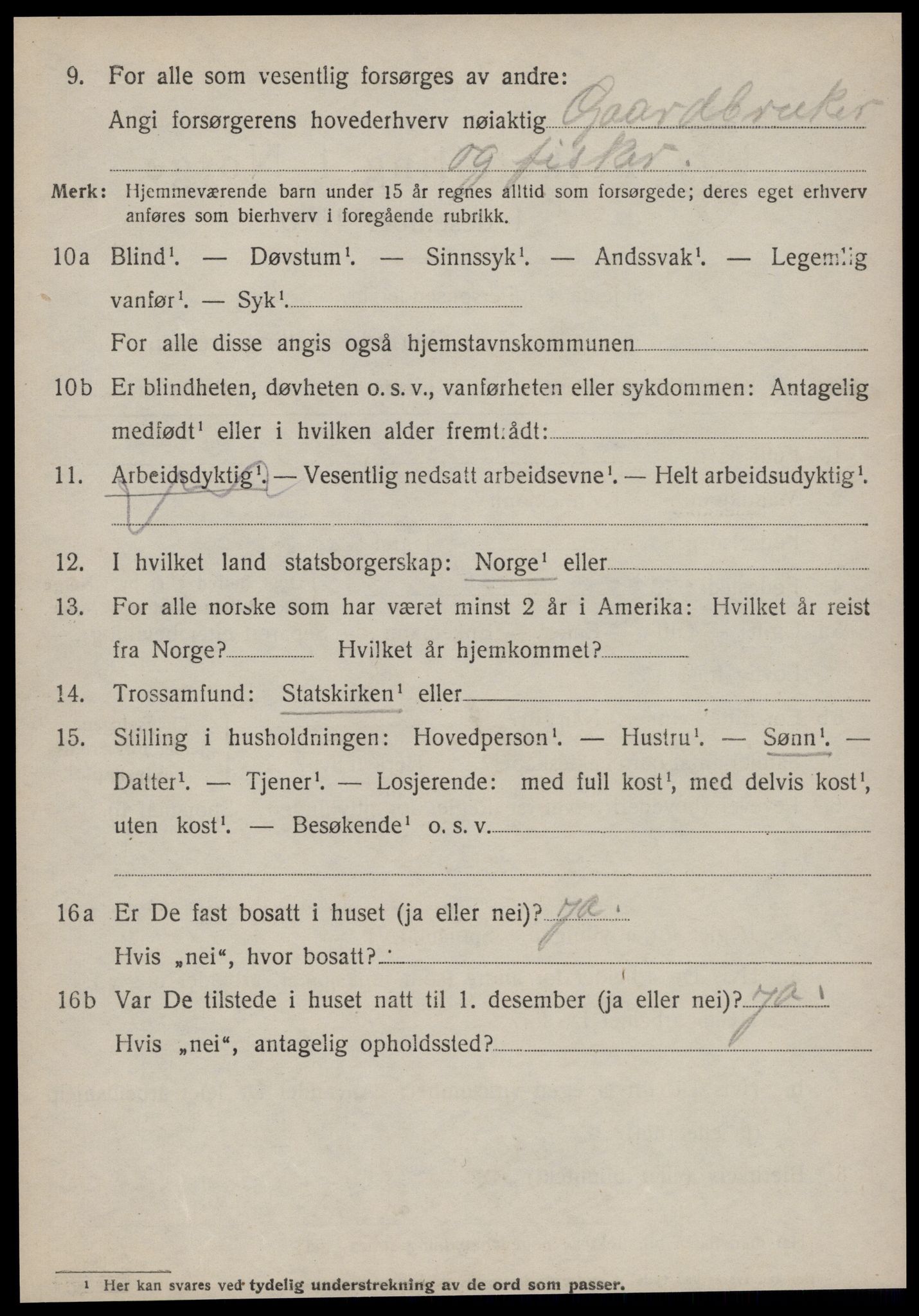 SAT, 1920 census for Vatne, 1920, p. 3865