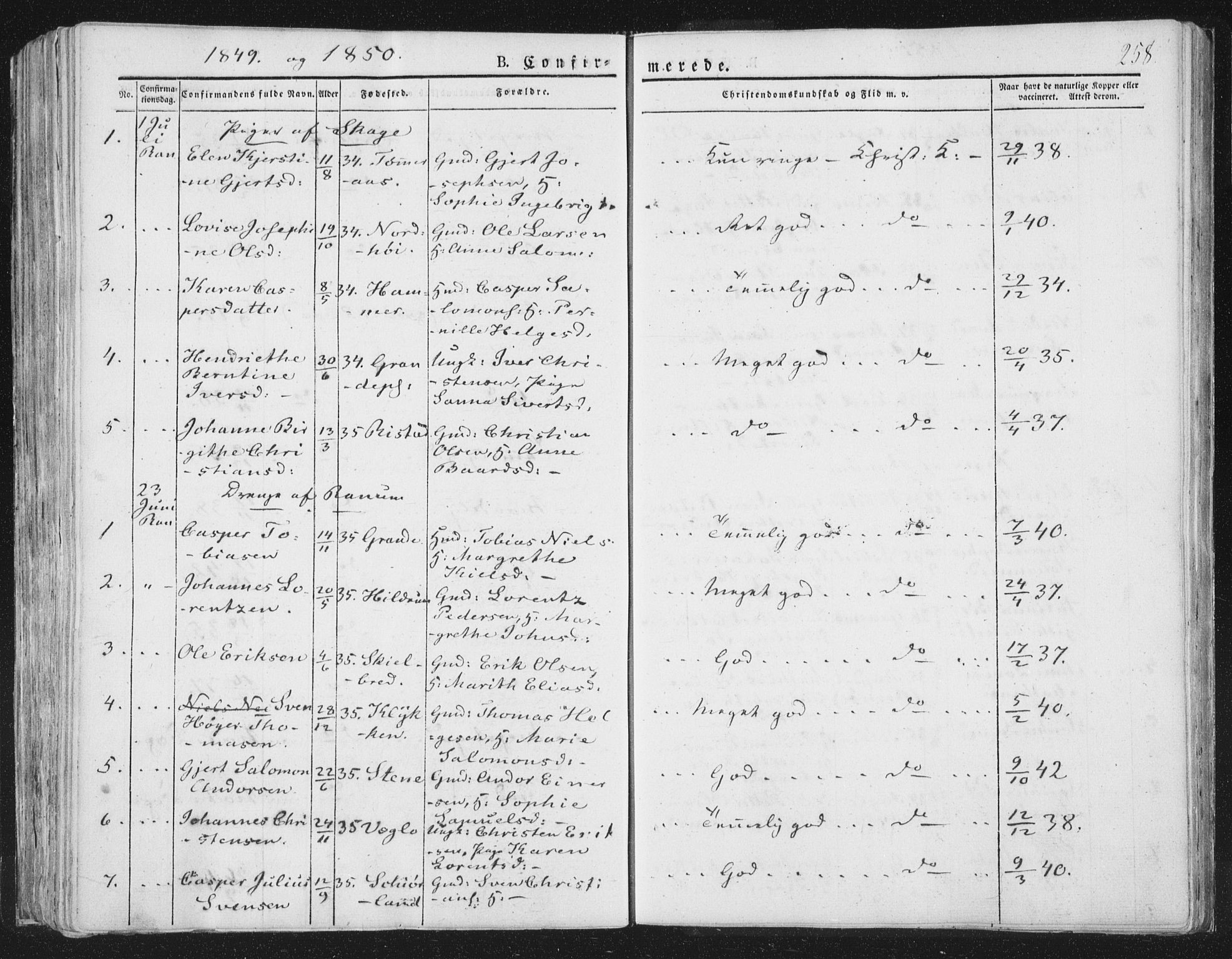 Ministerialprotokoller, klokkerbøker og fødselsregistre - Nord-Trøndelag, AV/SAT-A-1458/764/L0551: Parish register (official) no. 764A07a, 1824-1864, p. 258