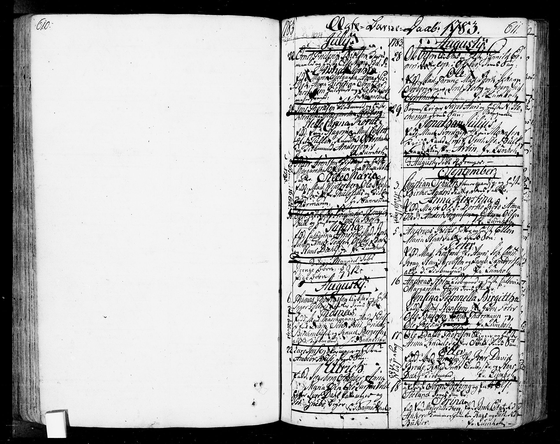 Oslo domkirke Kirkebøker, SAO/A-10752/F/Fa/L0004: Parish register (official) no. 4, 1743-1786, p. 610-611