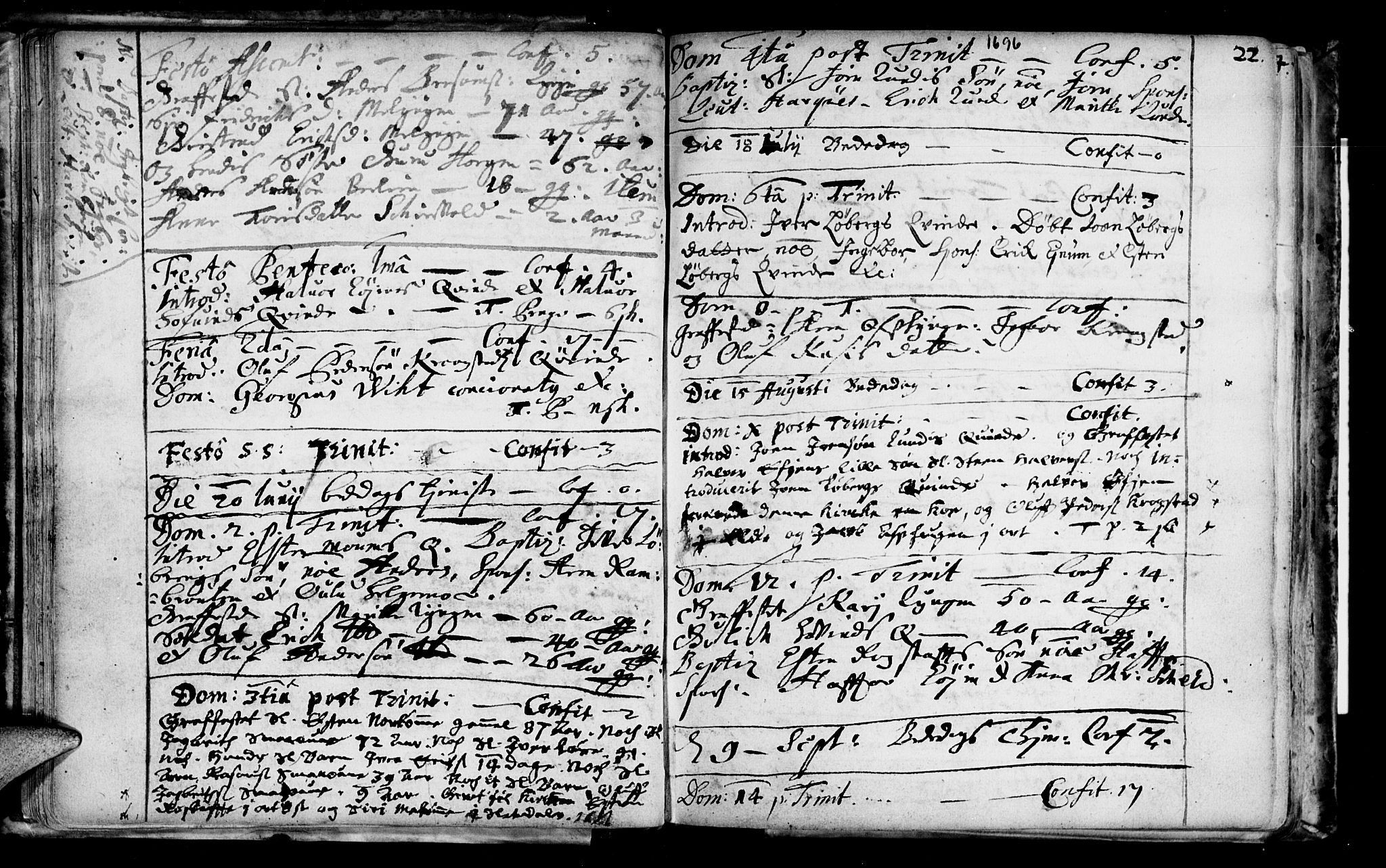 Ministerialprotokoller, klokkerbøker og fødselsregistre - Sør-Trøndelag, SAT/A-1456/692/L1101: Parish register (official) no. 692A01, 1690-1746, p. 22