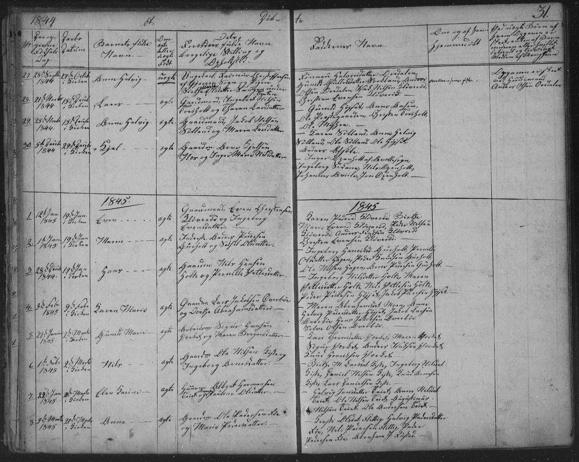 Siljan kirkebøker, SAKO/A-300/F/Fa/L0001: Parish register (official) no. 1, 1831-1870, p. 31