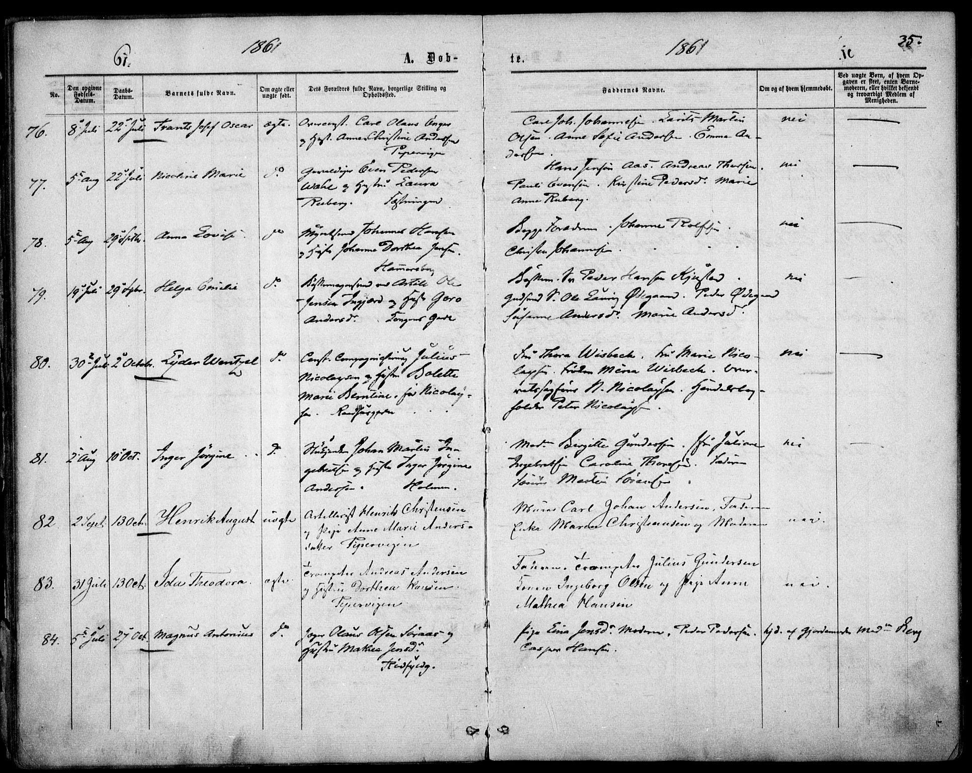 Garnisonsmenigheten Kirkebøker, AV/SAO-A-10846/F/Fa/L0010: Parish register (official) no. 10, 1859-1869, p. 35