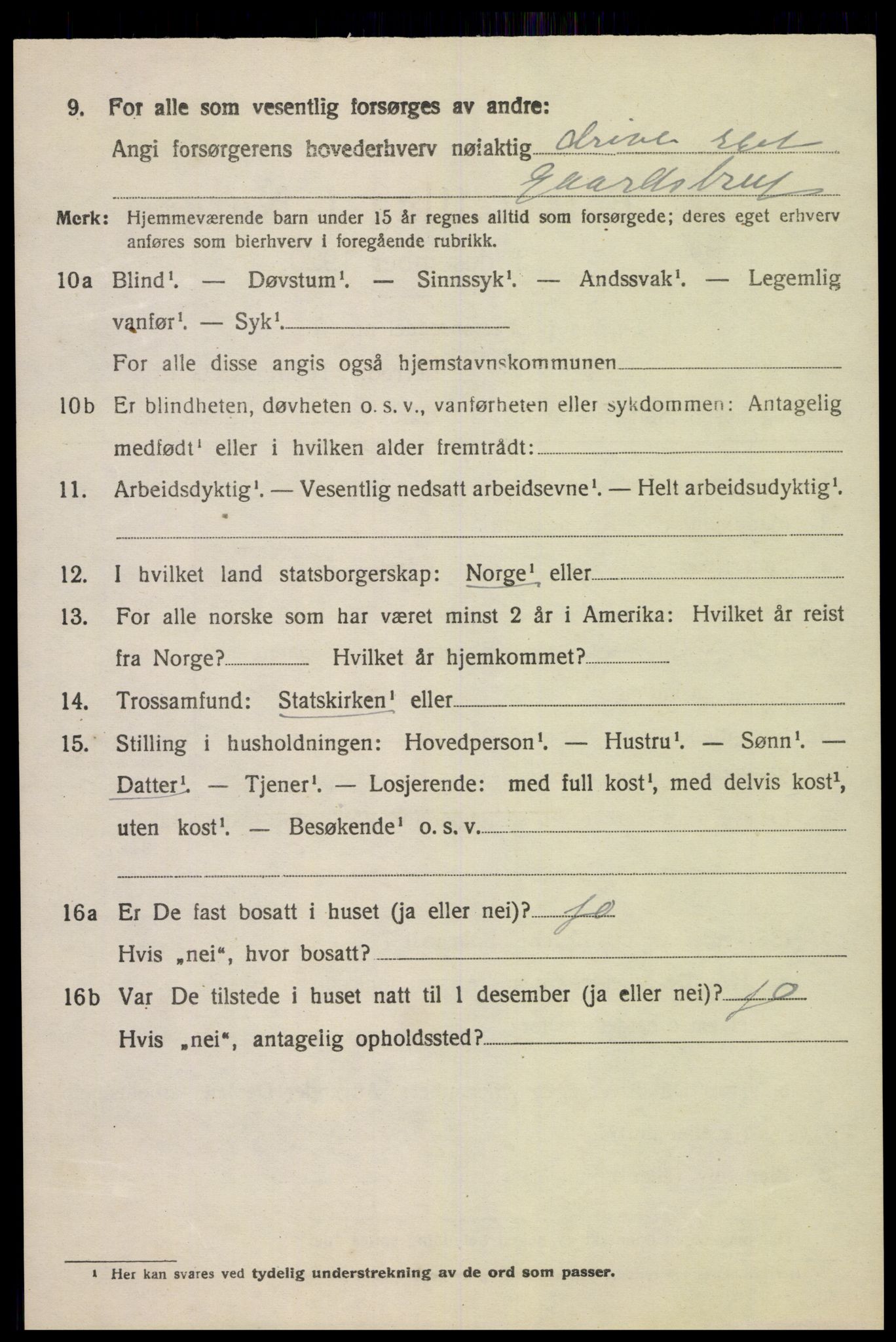 SAK, 1920 census for Lista, 1920, p. 12884