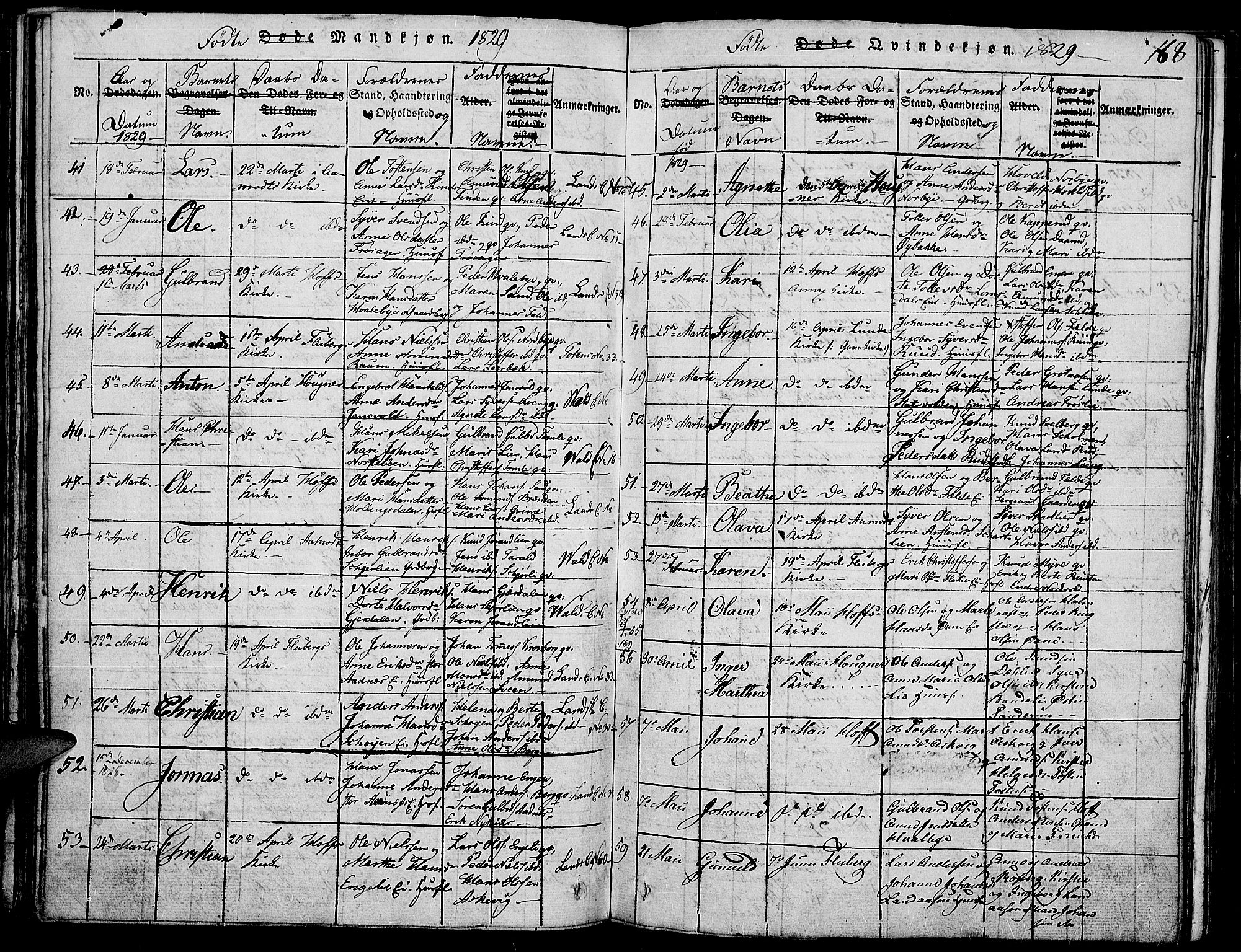 Land prestekontor, SAH/PREST-120/H/Ha/Haa/L0007: Parish register (official) no. 7, 1814-1830, p. 168