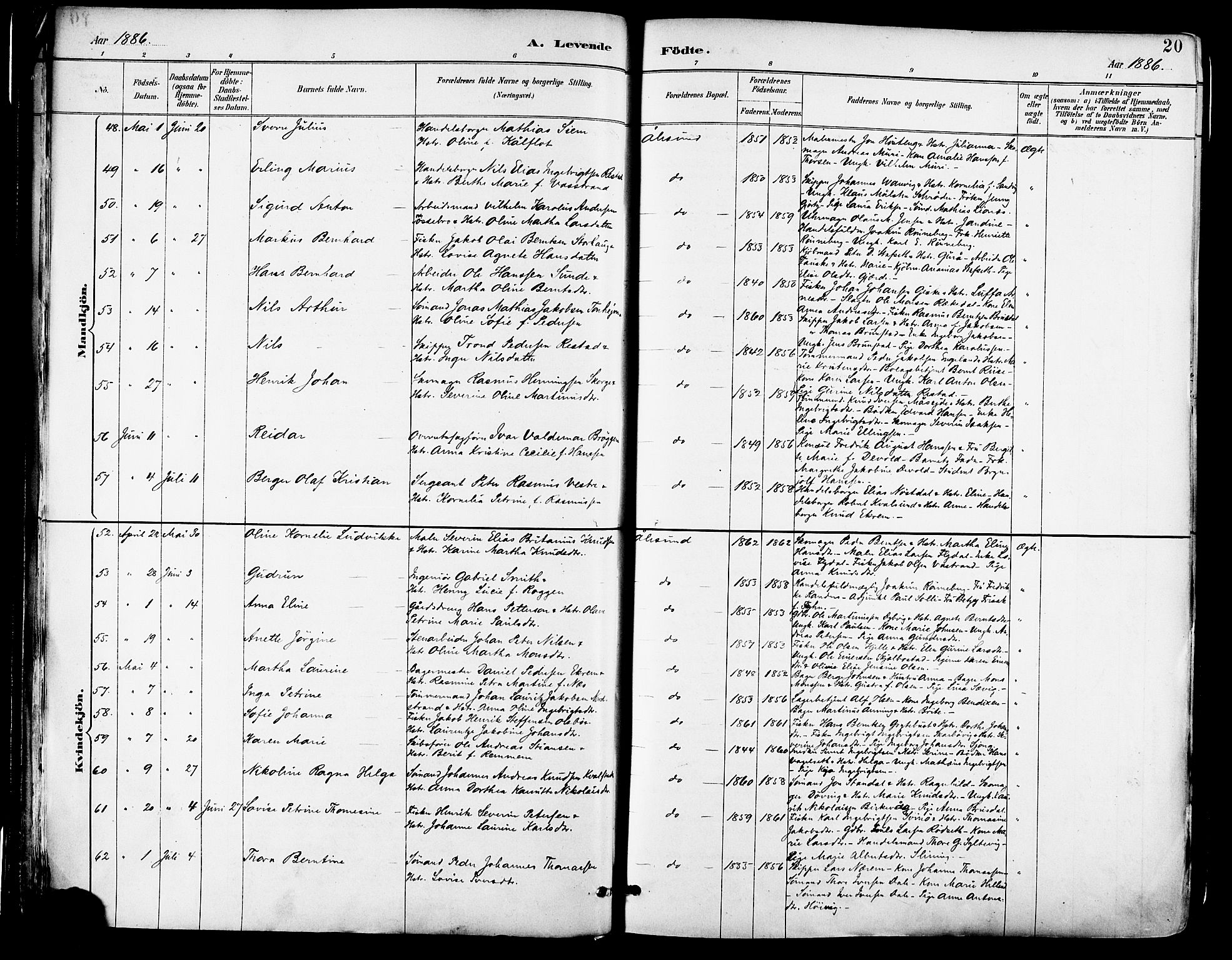 Ministerialprotokoller, klokkerbøker og fødselsregistre - Møre og Romsdal, AV/SAT-A-1454/529/L0455: Parish register (official) no. 529A05, 1885-1893, p. 20