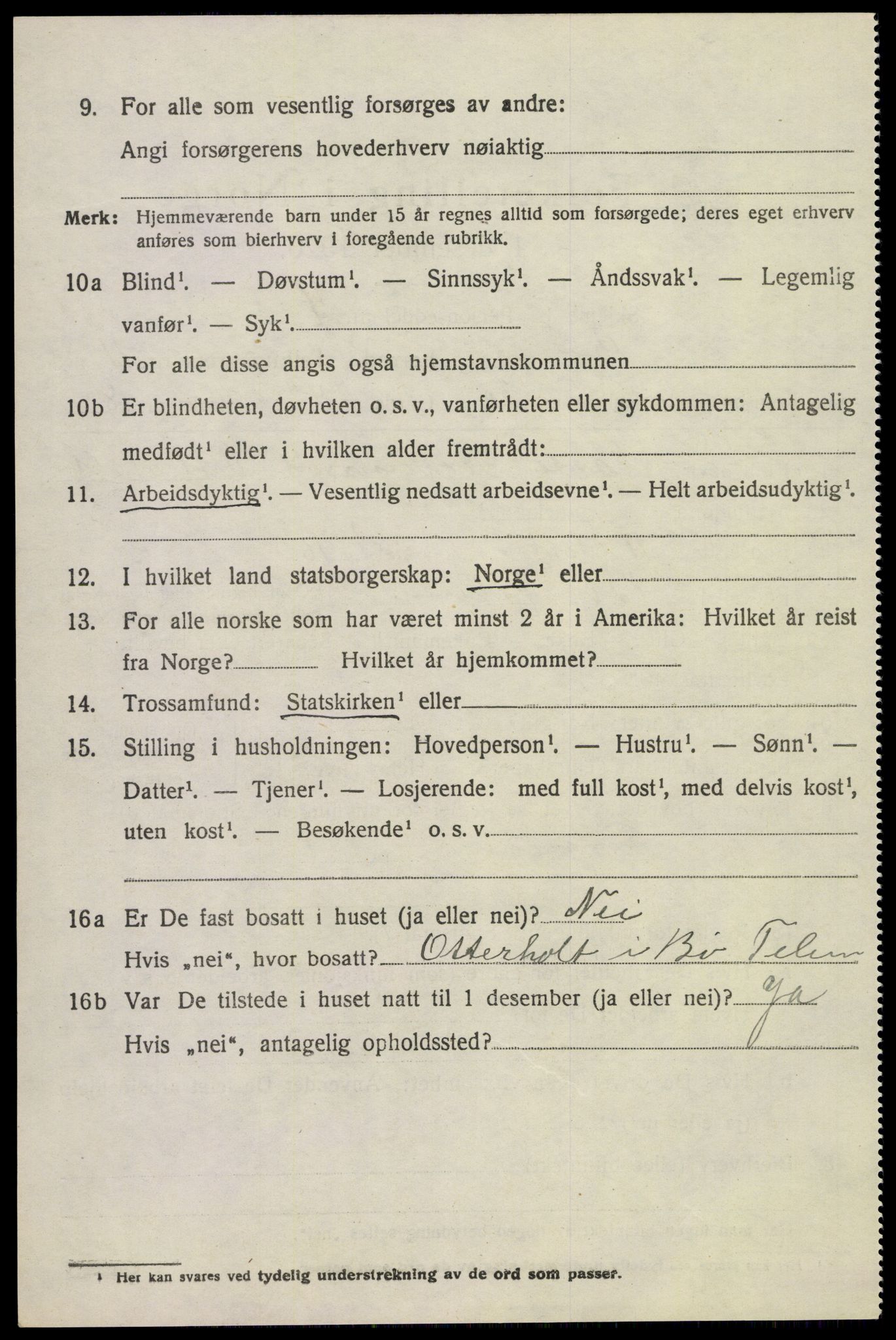 SAKO, 1920 census for Bø (Telemark), 1920, p. 7039