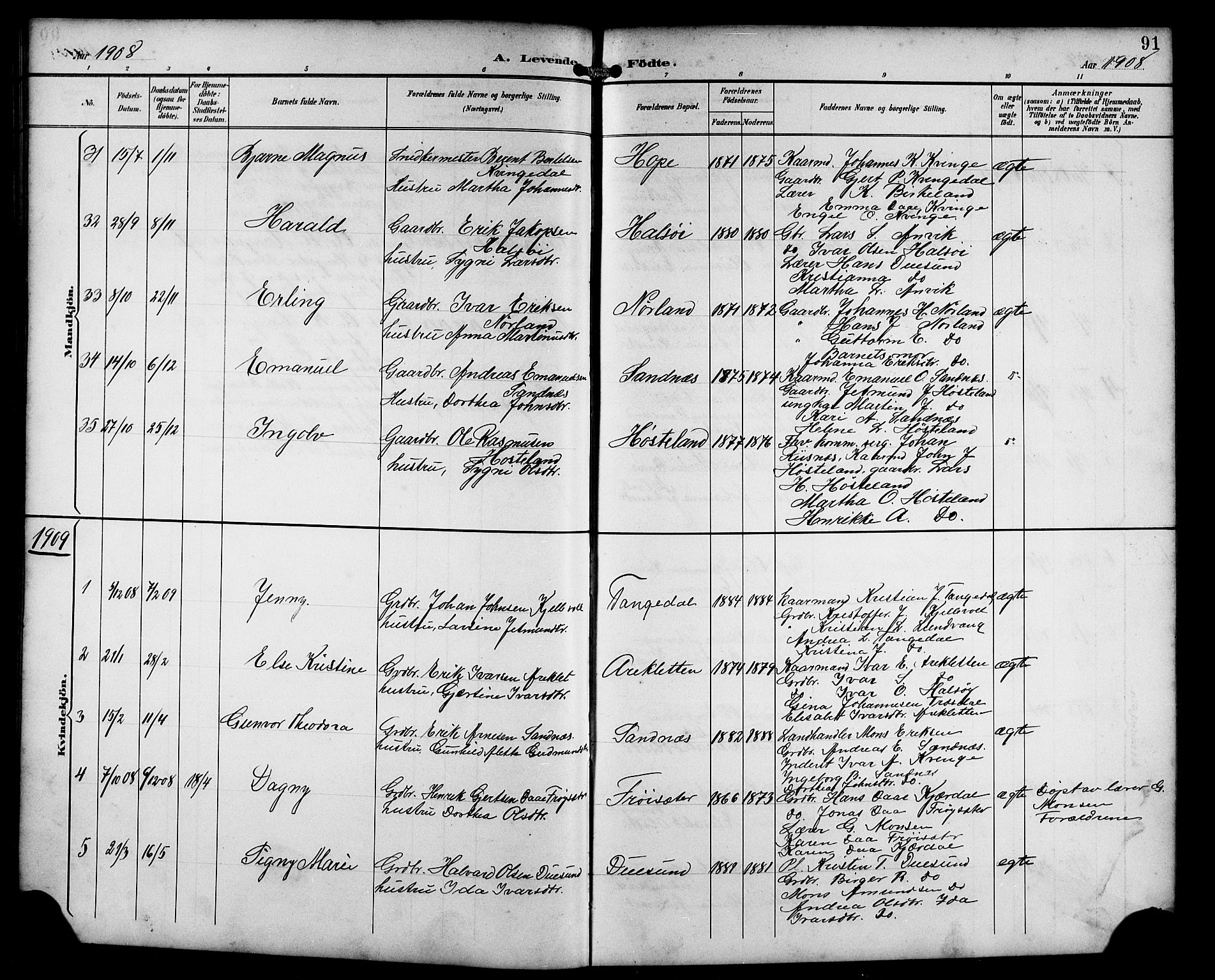Masfjorden Sokneprestembete, SAB/A-77001: Parish register (copy) no. B 1, 1892-1913, p. 91