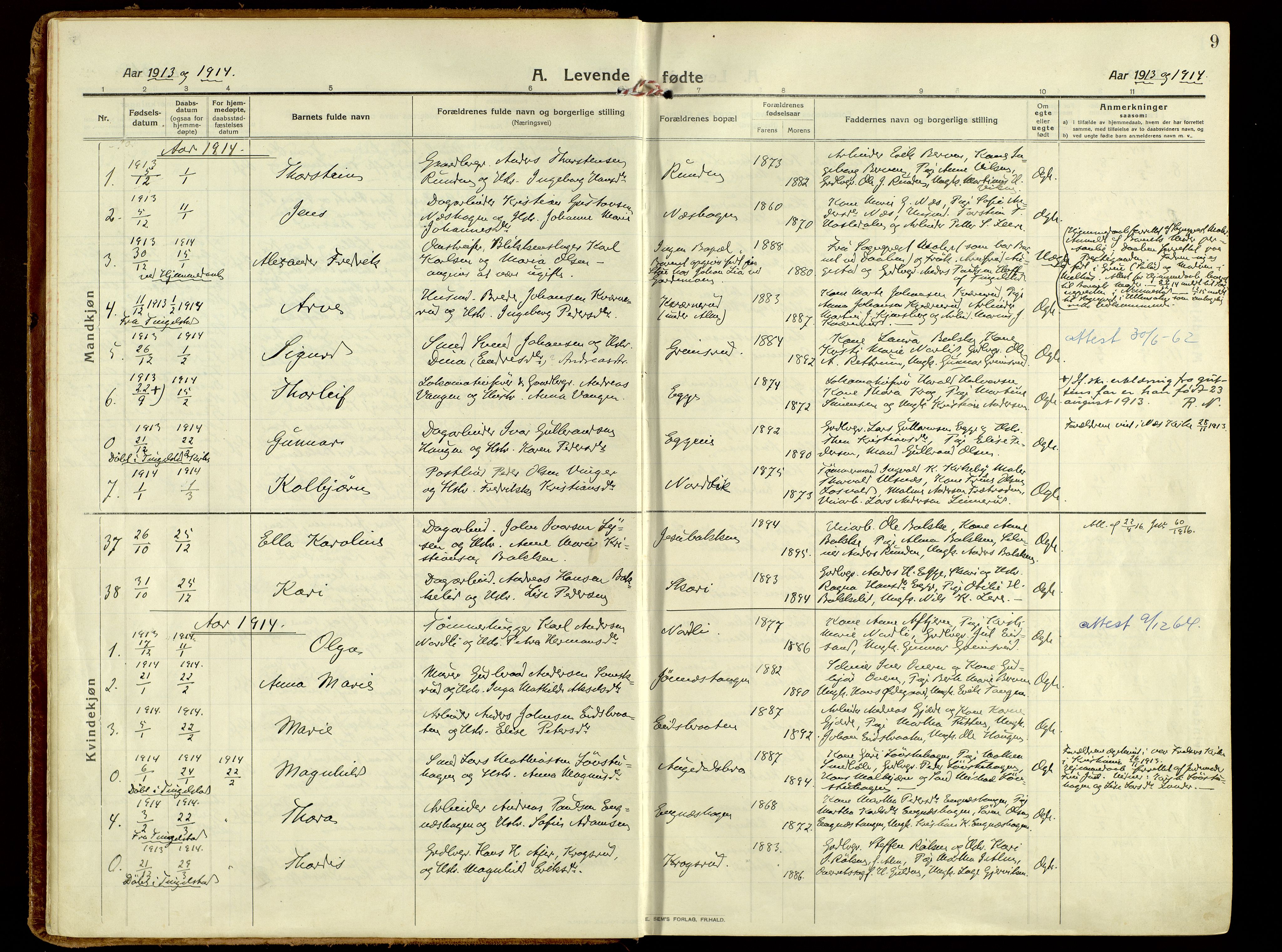 Brandbu prestekontor, AV/SAH-PREST-114/H/Ha/Haa/L0004: Parish register (official) no. 4, 1913-1923, p. 9