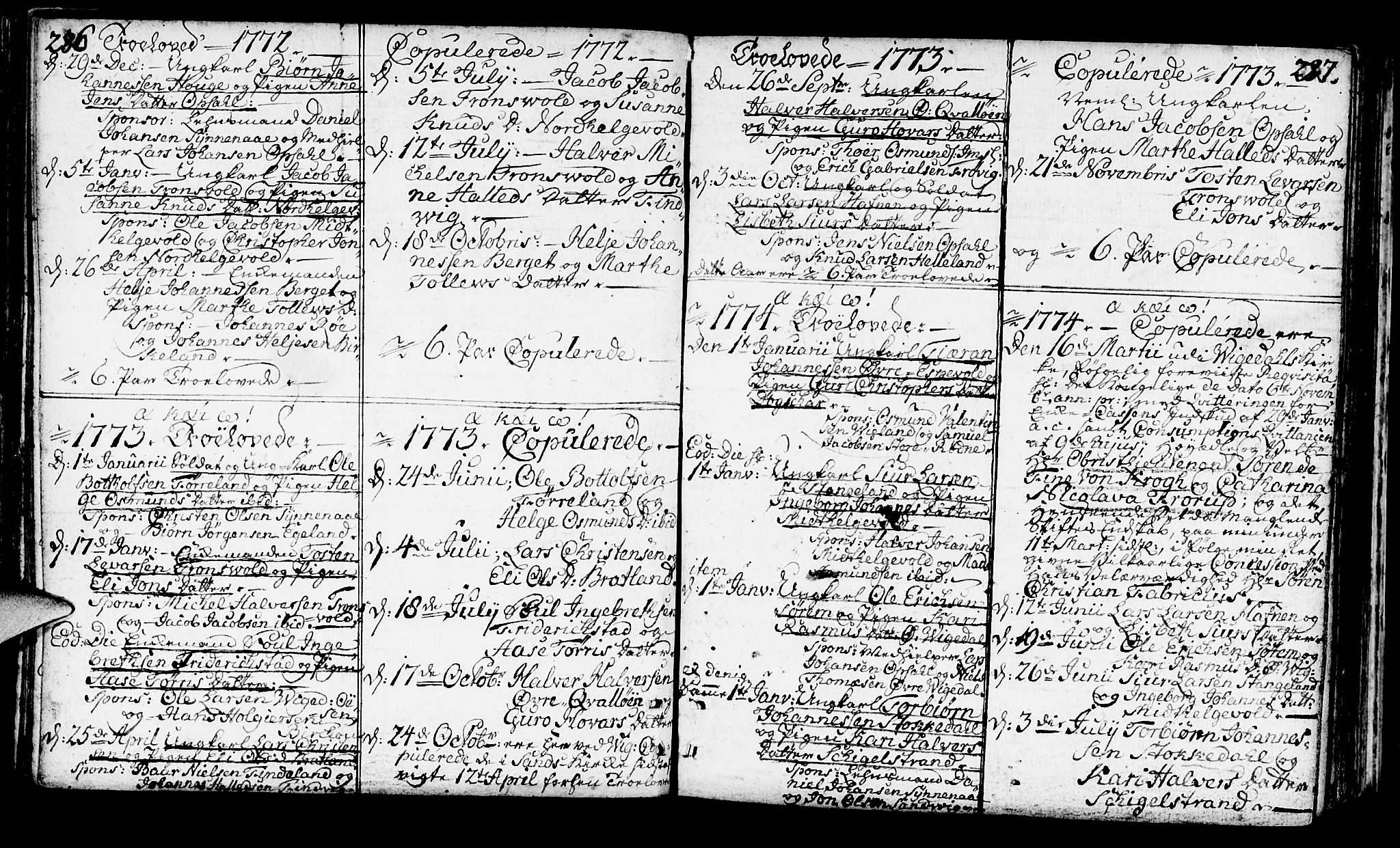 Vikedal sokneprestkontor, SAST/A-101840/01/IV: Parish register (official) no. A 1, 1737-1778, p. 286-287